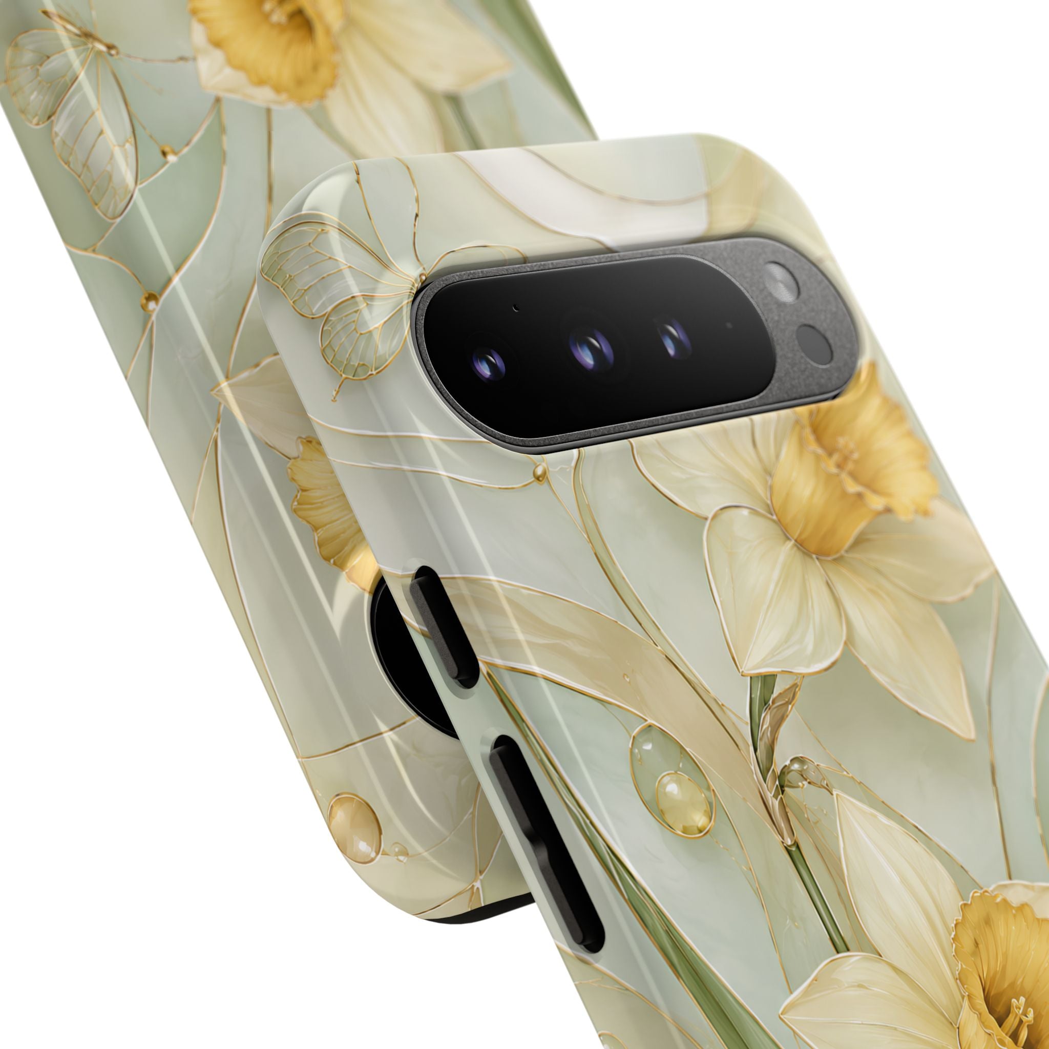 Stained Glass Daffodil Google Pixel Phone Case | Yellow Floral Phone Cover