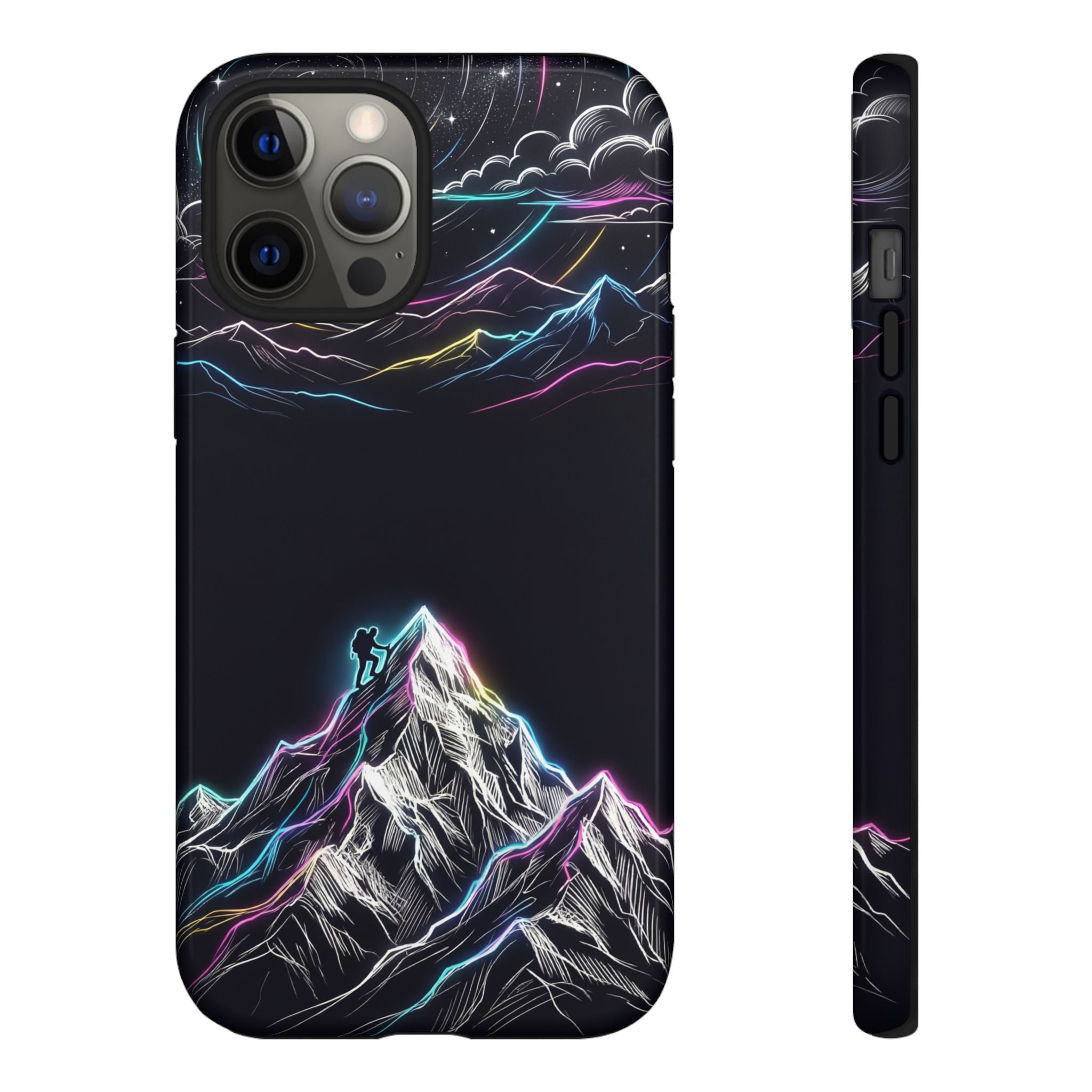 Mount Everest Neon iPhone Case | Dark Cosmic Climber Protective Cover