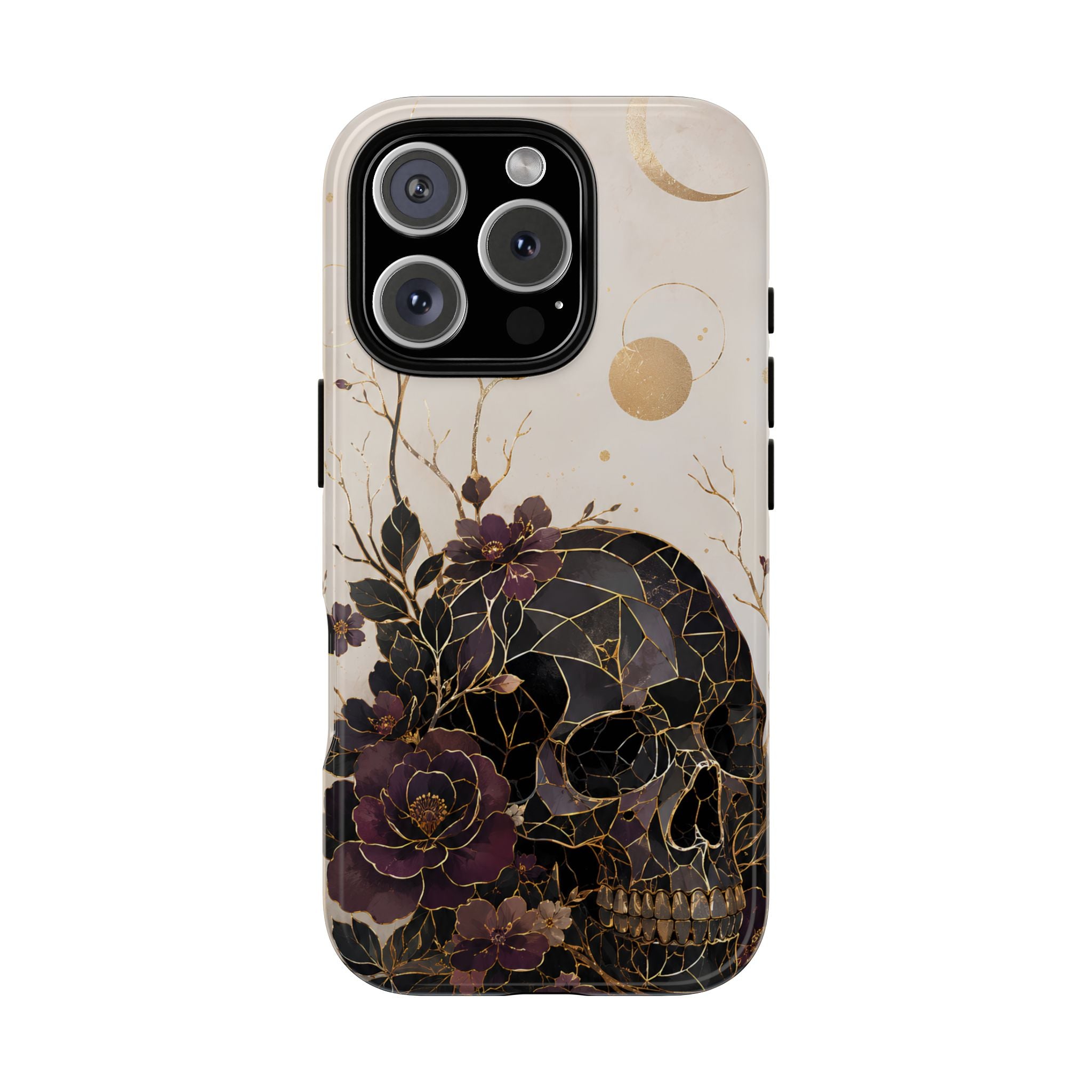 Gothic Skull iPhone Case | Dark Floral Rose Art Cover