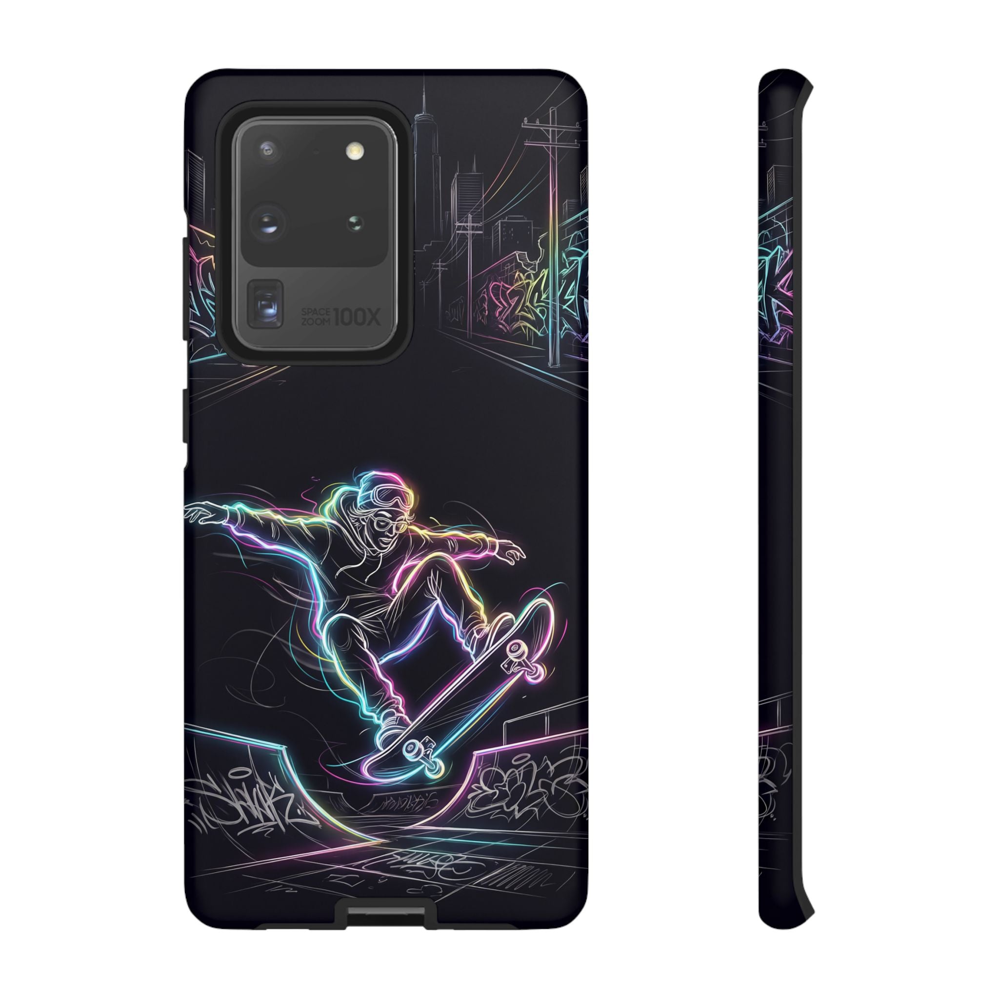 Neon Skateboard Samsung Galaxy Phone Case | Glow Skatepark Protective Cover