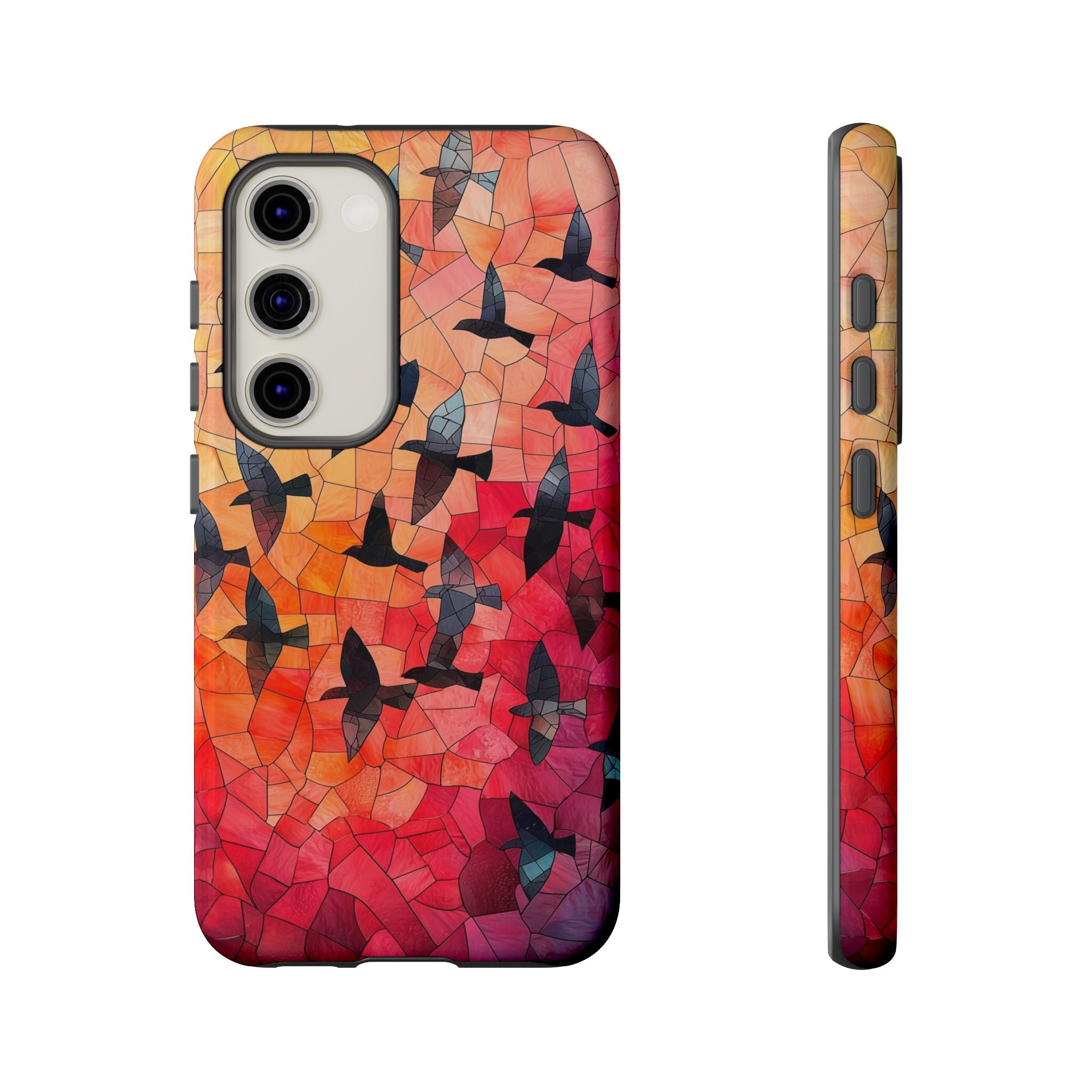 Stained Glass Mosaic Sunset Birds Samsung Galaxy Case