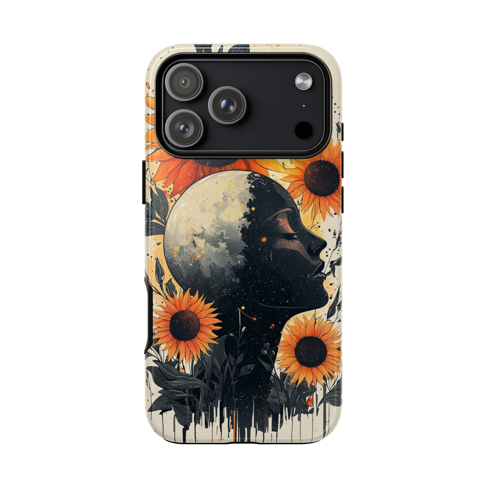 Sunflower Moon Art iPhone Case | Floral Celestial