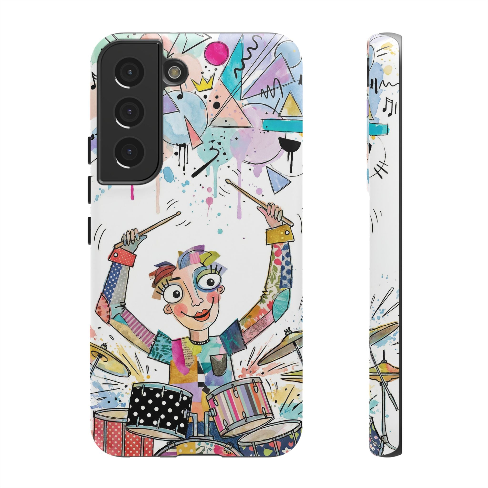 Drummer Boy Samsung Galaxy Phone Case | Colorful Cartoon Drum Kit Protective Cover