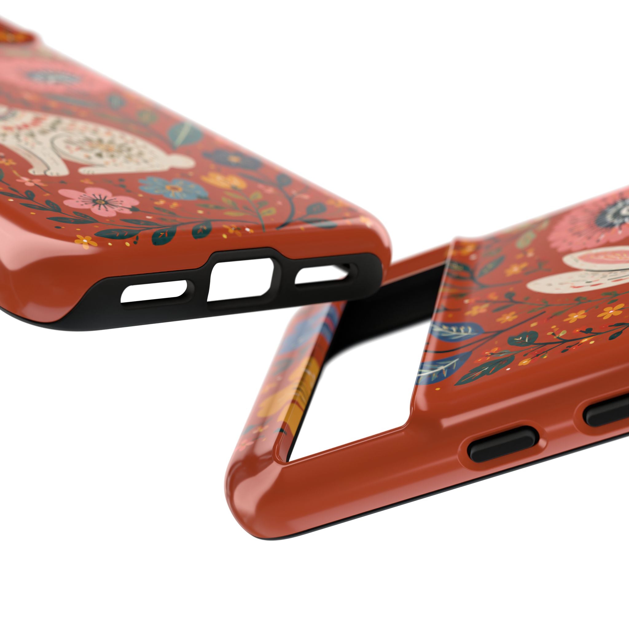 Floral Rabbit Tough Google Pixel Phone Case | Protective Phone Case with Folk Art Bunny Design