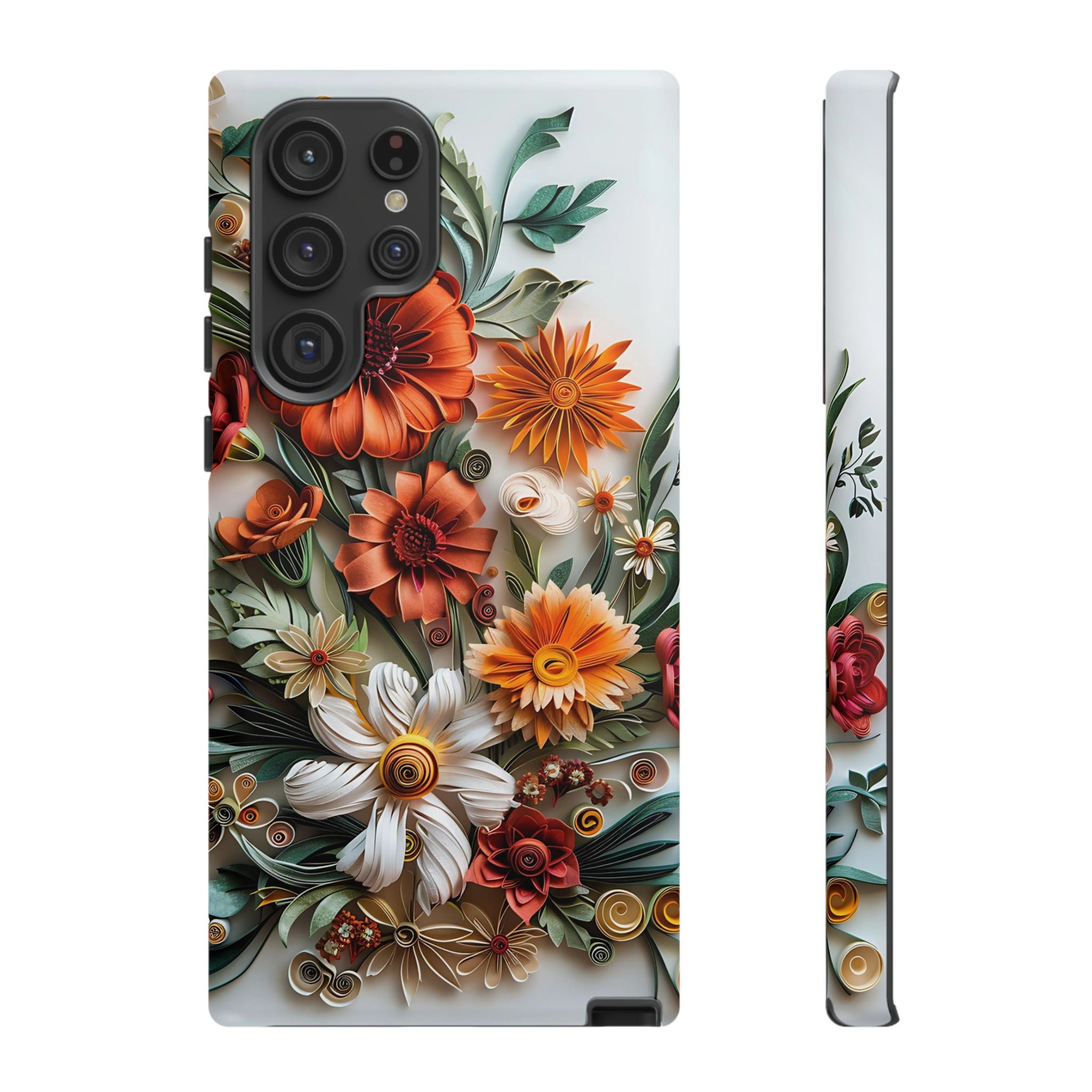 Floral Quilling Tough Samsung Galaxy Case — Orange Daisy