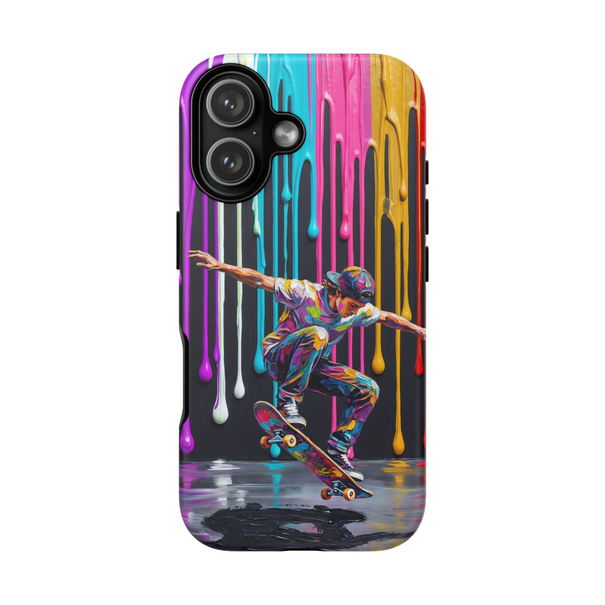 Colourful Drip Art Skateboarder Splash iPhone Case