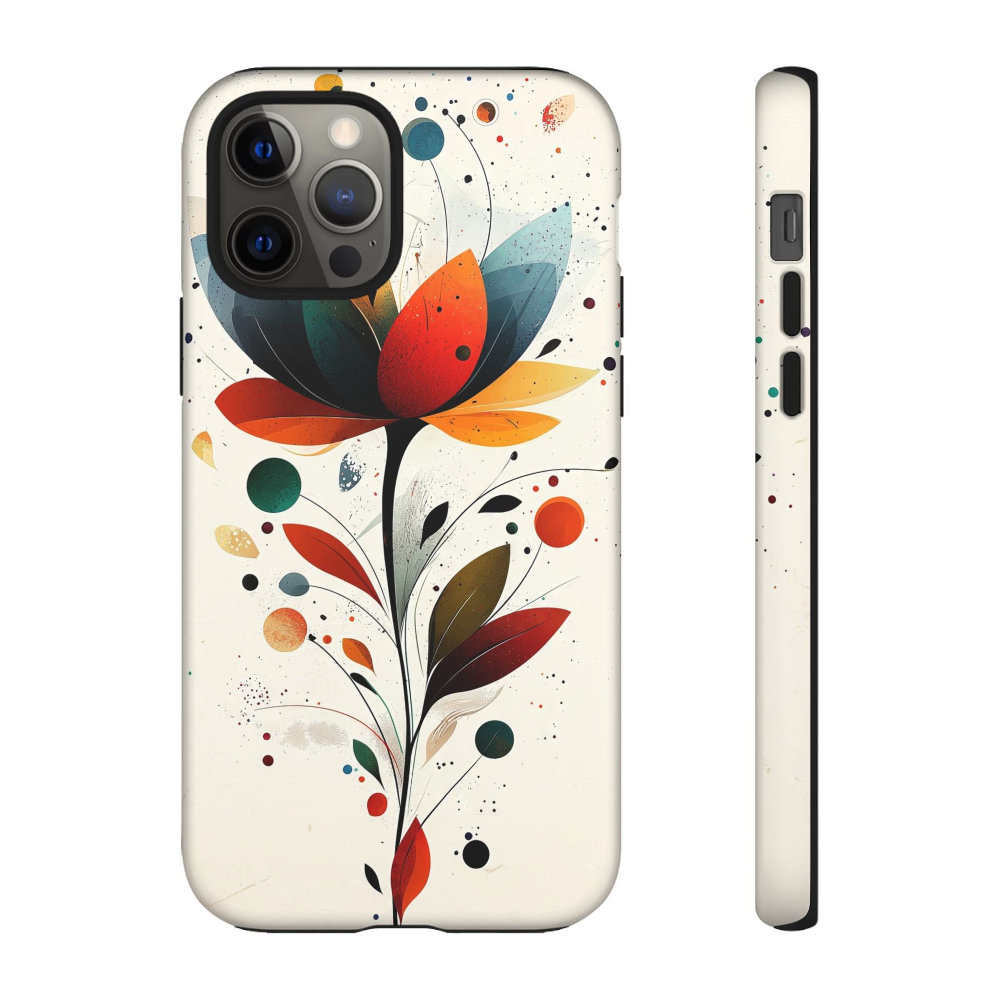 Floral Abstract Tough iPhone Case | Colourful Lotus Art Protective Cover