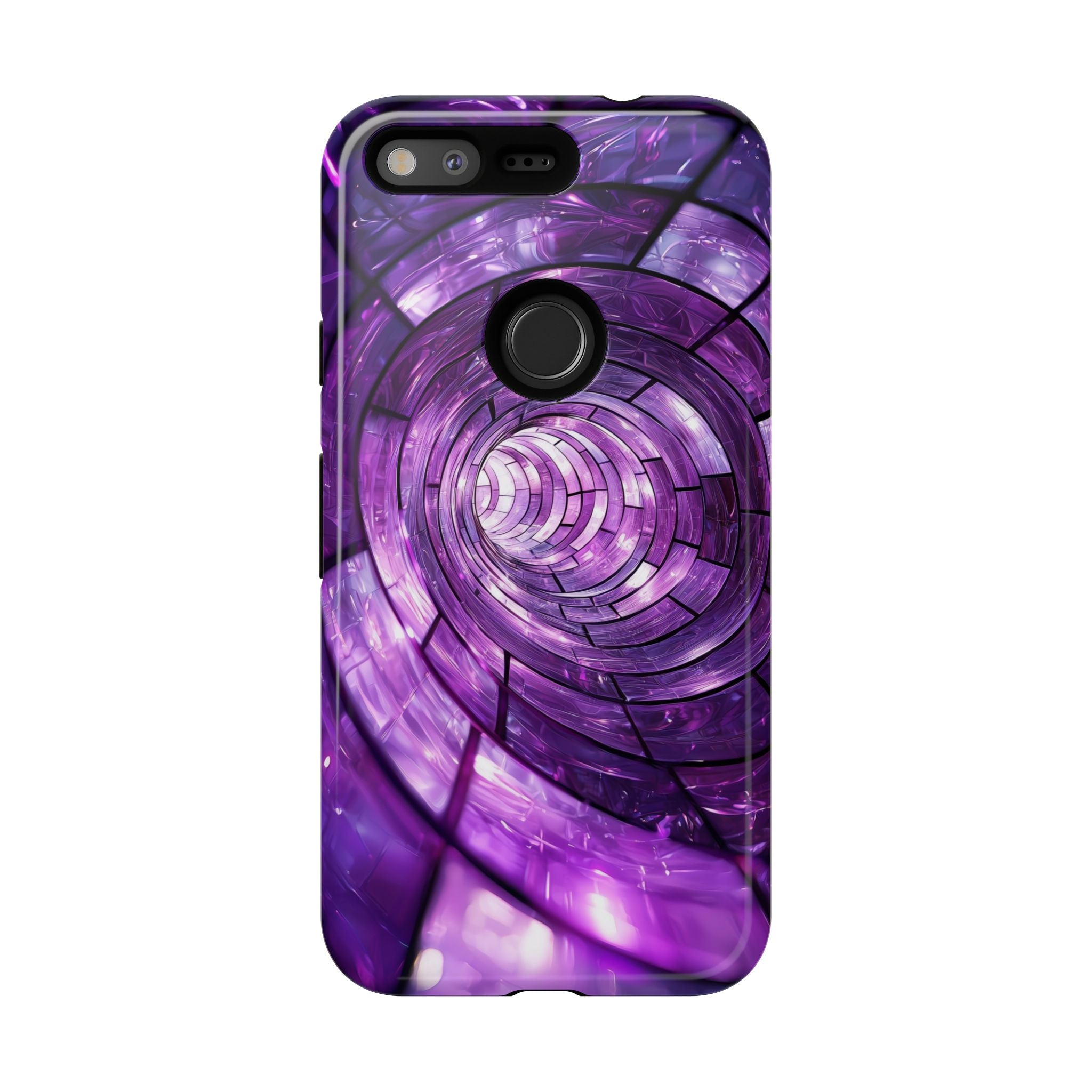 Purple Vortex Tough Google Pixel Case — Abstract Spiral Protective Cover