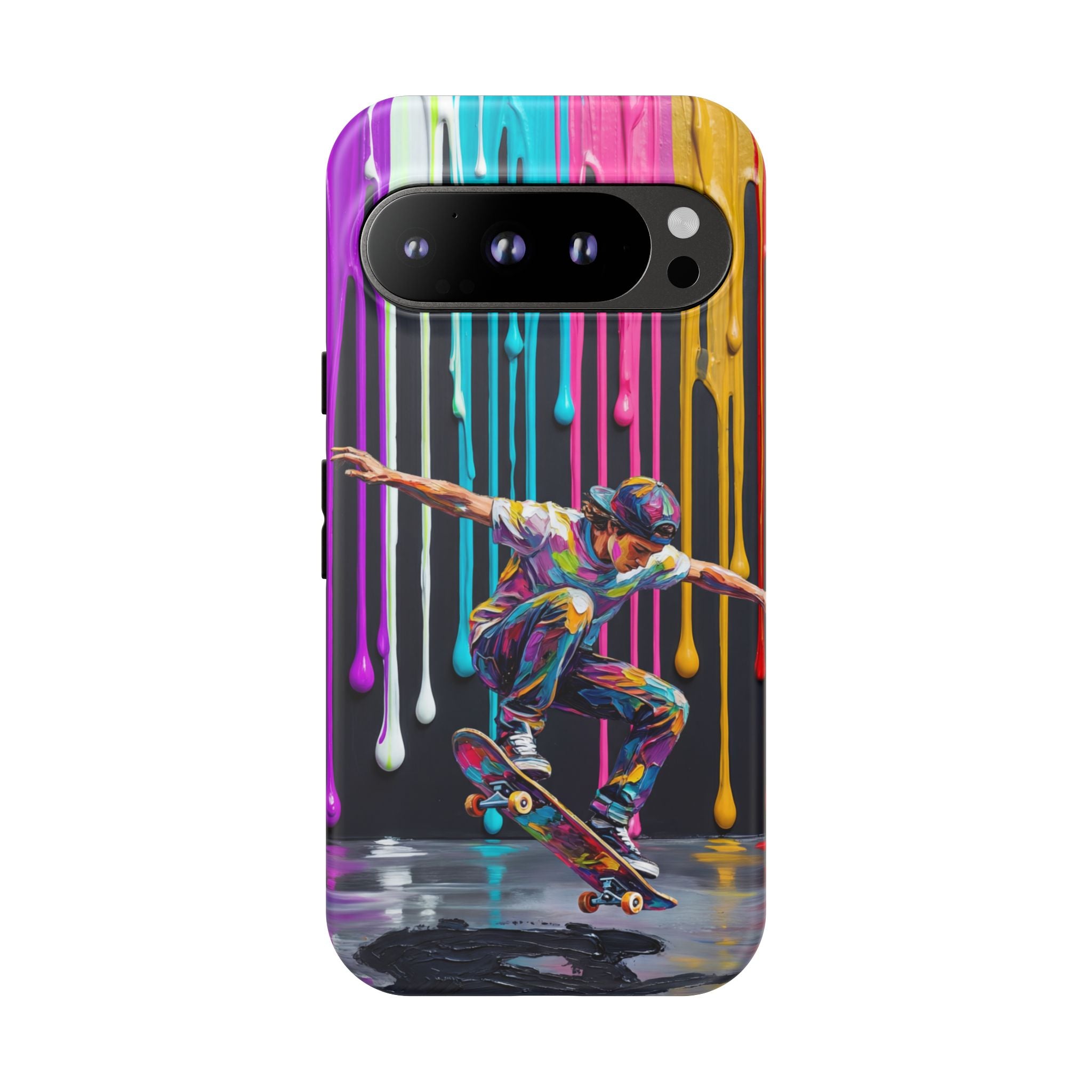 Colourful Drip Art Skateboarder Splash Google Pixel Phone Case