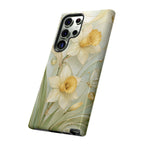 Stained Glass Daffodil Samsung Galaxy Phone Case | Yellow Floral Phone Cover