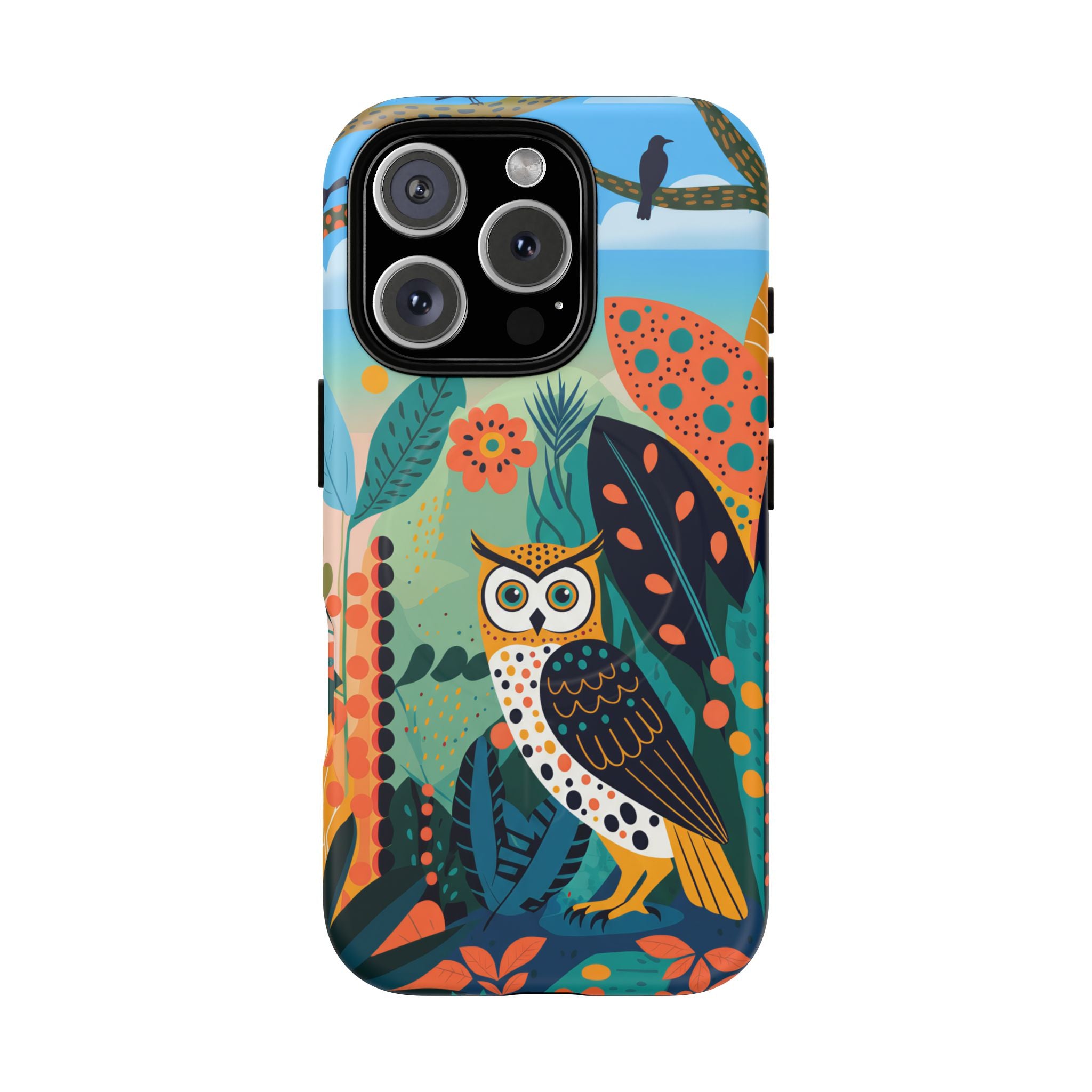 Botanical Forest Colourful Owl MagSafe iPhone Case