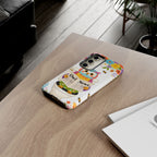 Owl News Floral Samsung Galaxy Phone Case | Cute Owl Reading Newspaper on Toilet