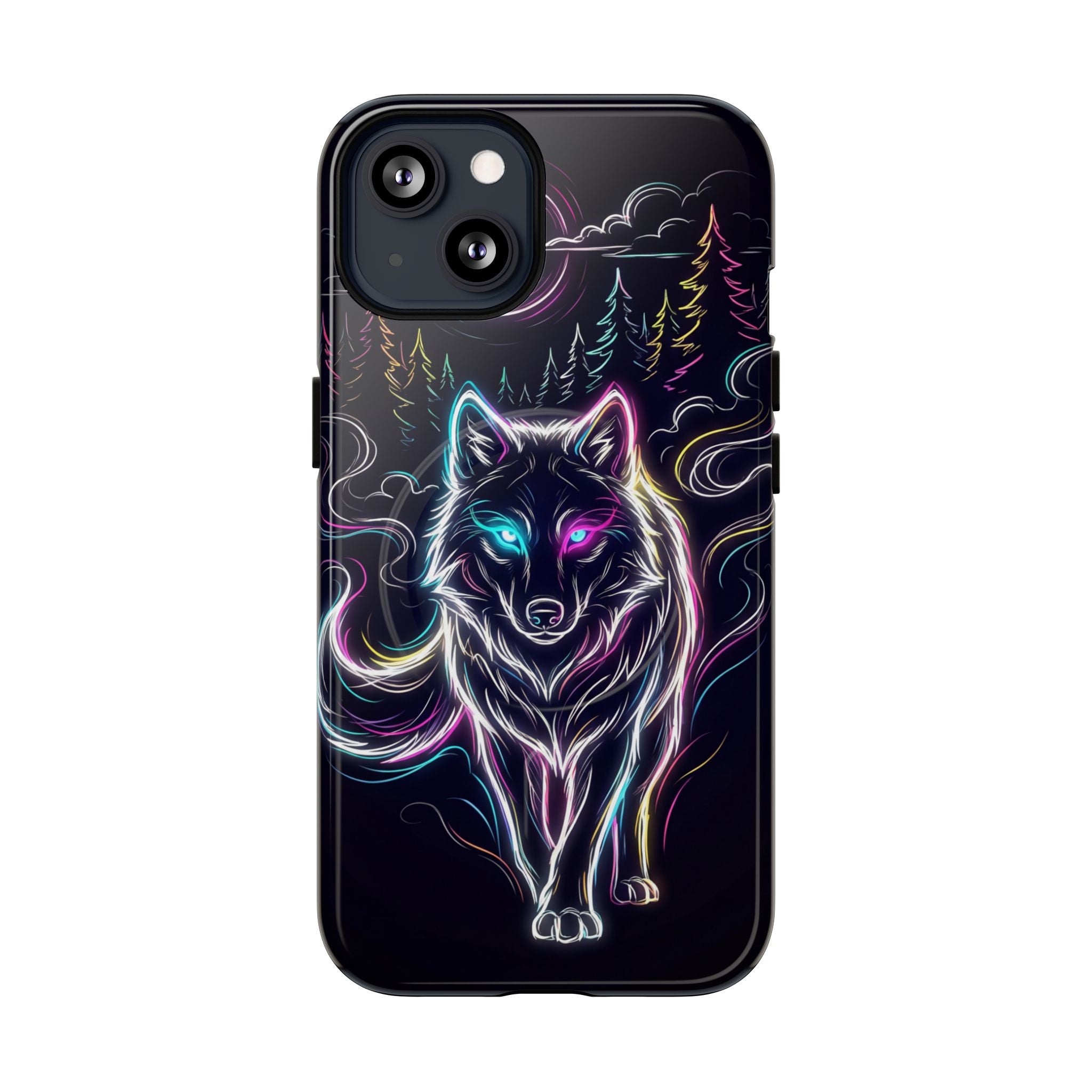 Neon Wolf MagSafe iPhone Case | Mystic Glow Protective Tough Case