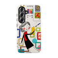 Art Gallery Illustration Samsung Galaxy Phone Case | Cute Woman with Frames Design