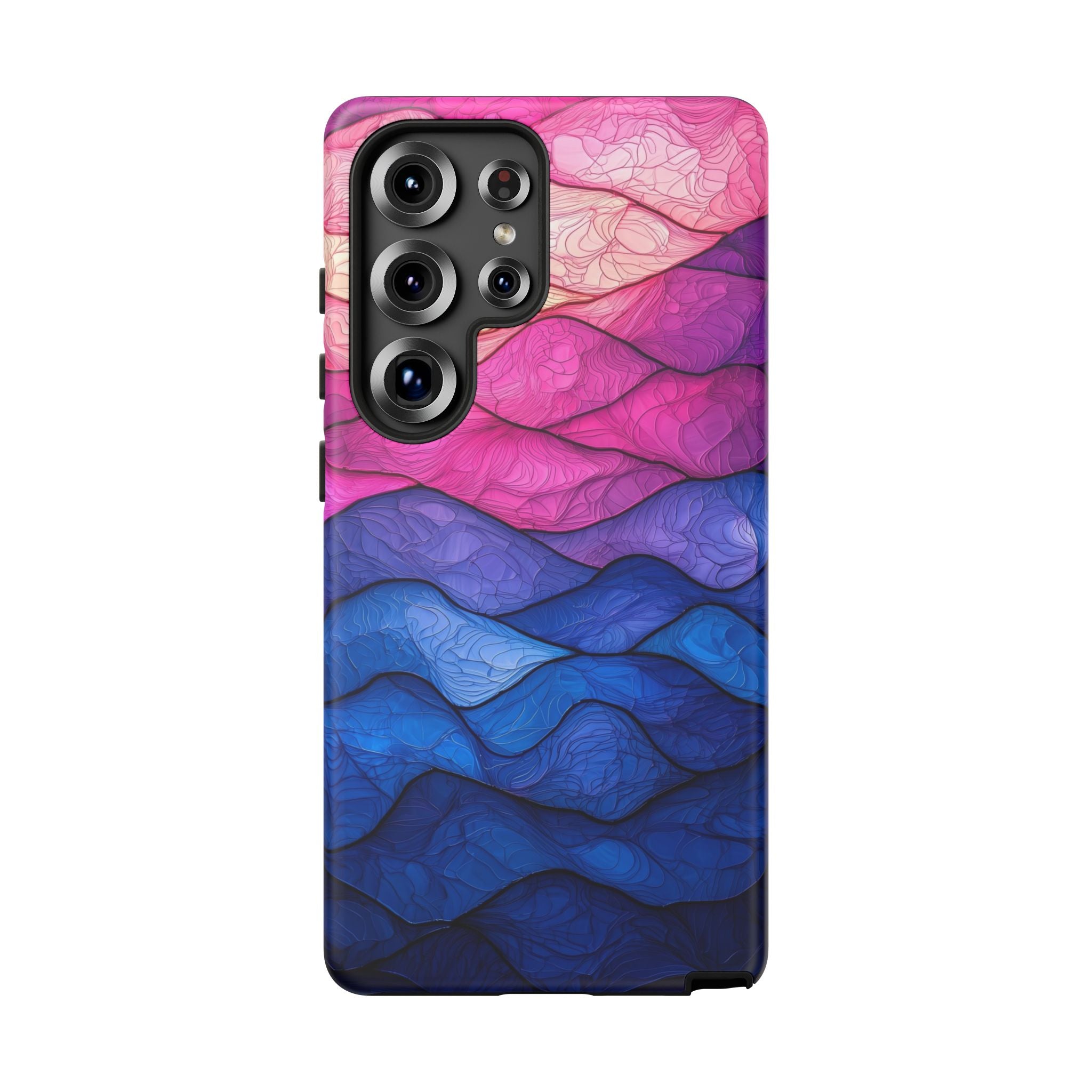 Abstract Ocean Waves Samsung Galaxy Case — Pink & Blue Gradient Tough Case