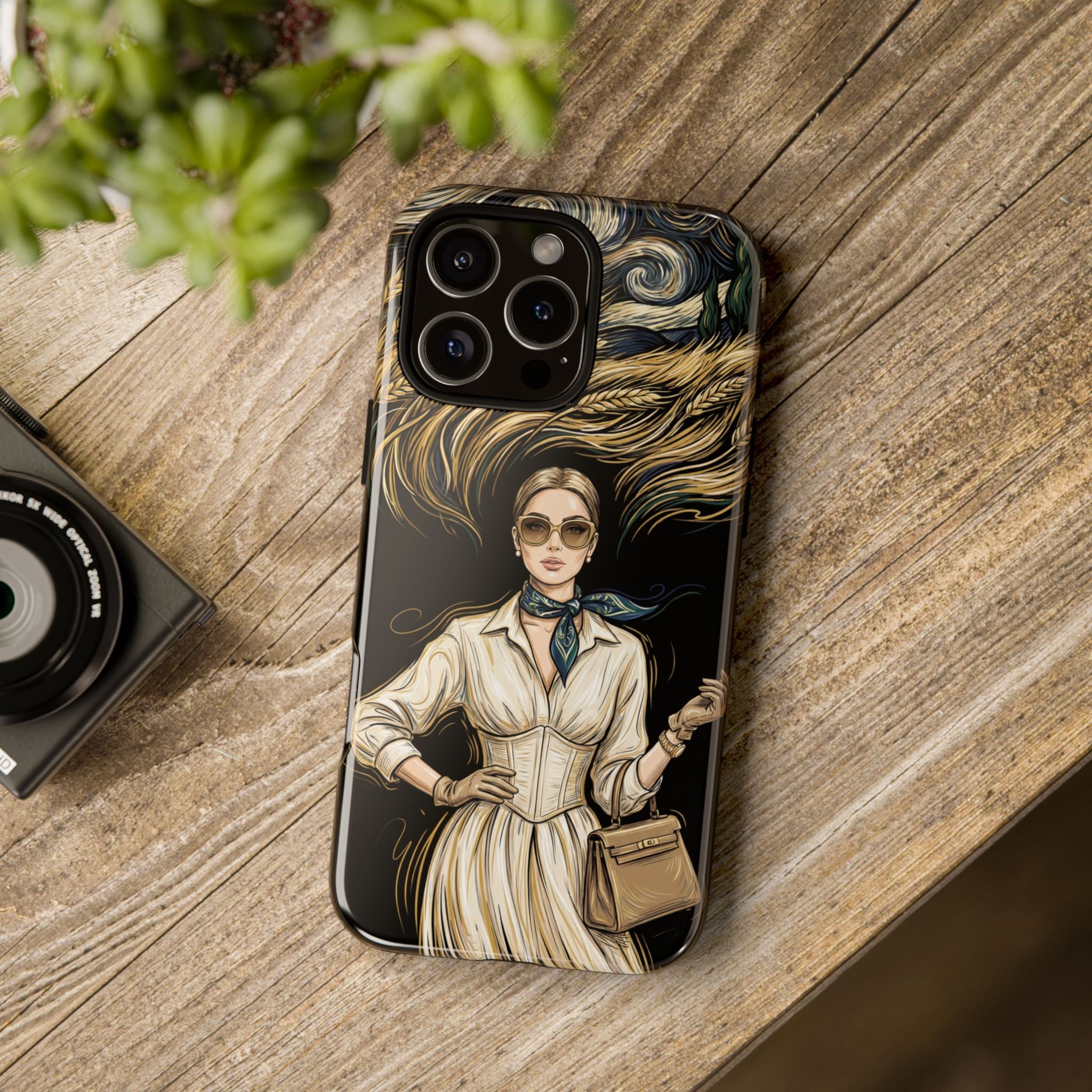 Vintage Elegance iPhone Case | Retro Woman with Flowing Golden Hair