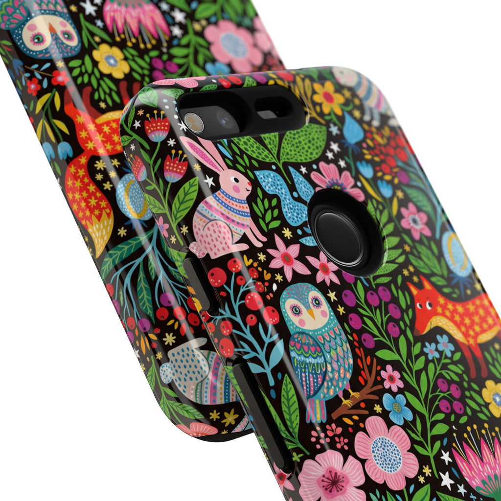 Floral Woodland Google Pixel Phone Case | Colourful Fox & Owl Protective Cover