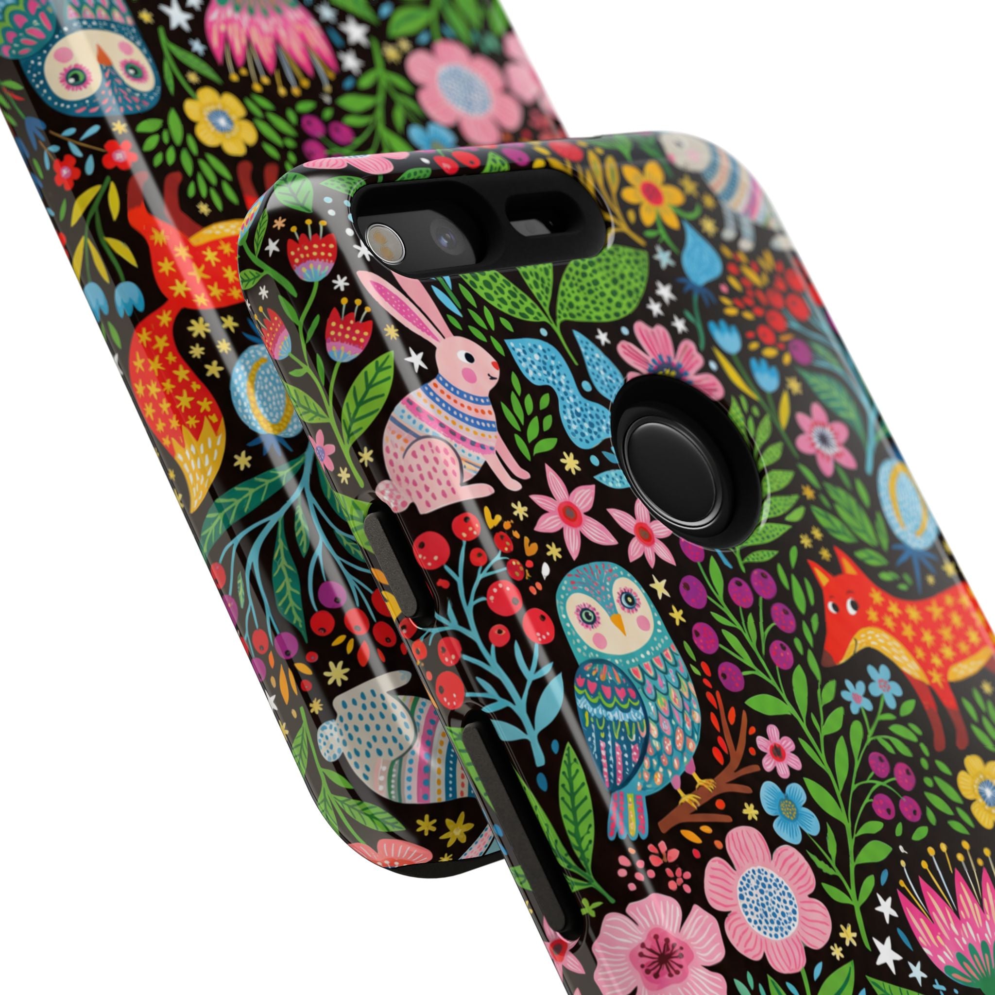 Floral Woodland Google Pixel Phone Case | Colourful Fox & Owl Protective Cover