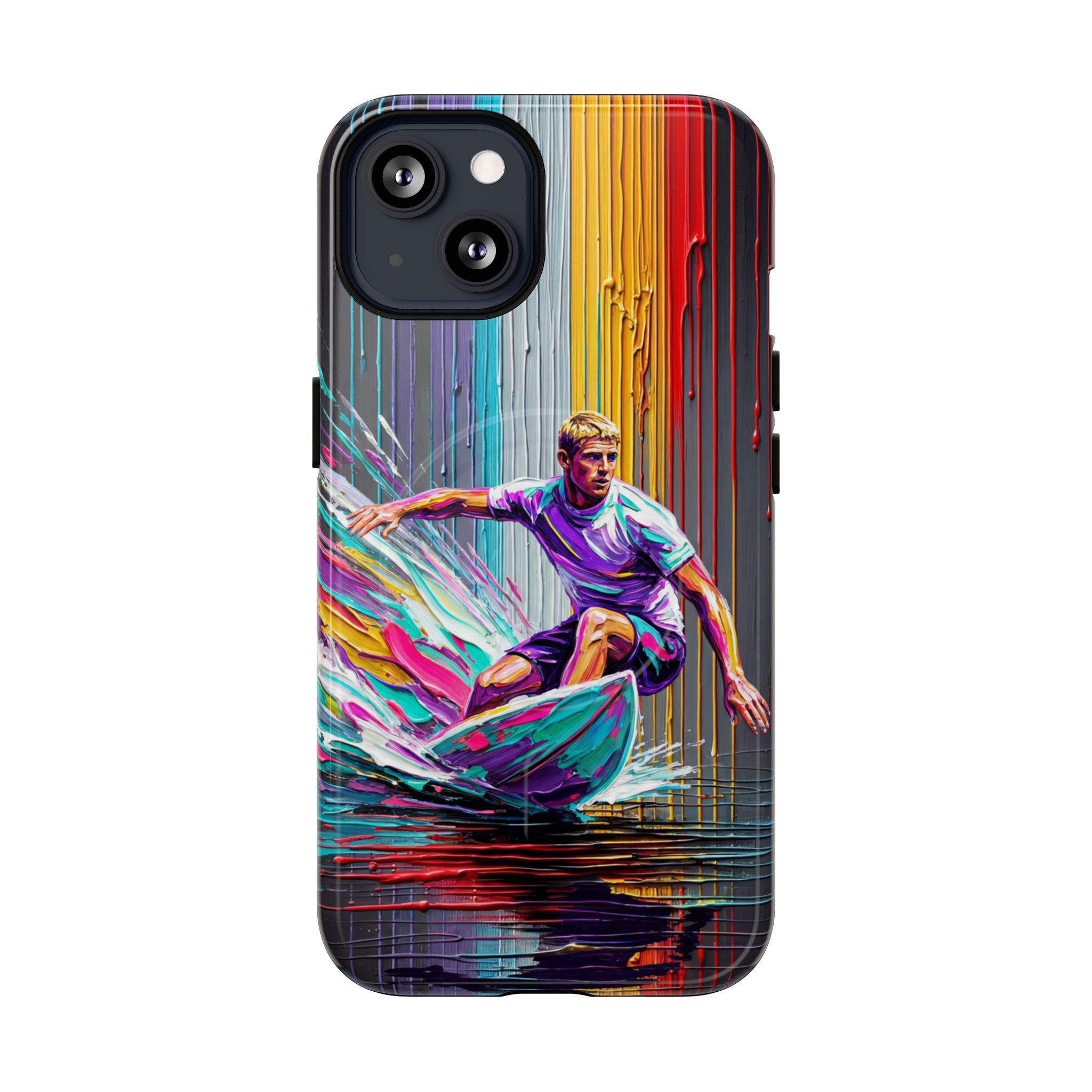 Surfing Art MagSafe iPhone Case | Colourful Wave Surfer Protective Cover