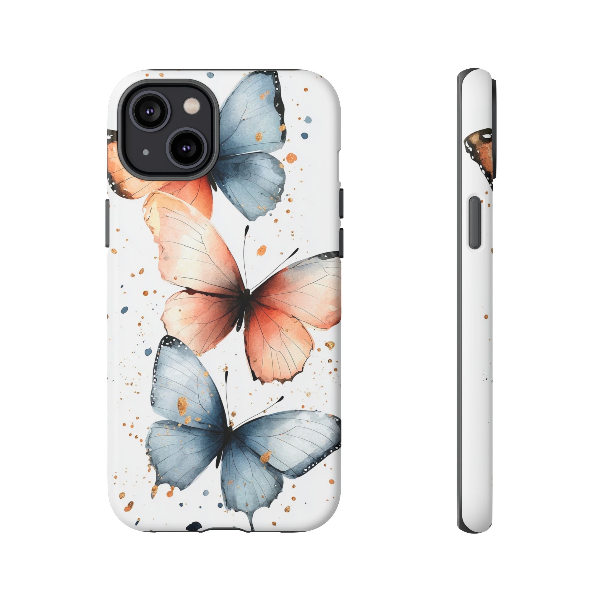Watercolour Blue & Peach Butterfly Tough iPhone Case
