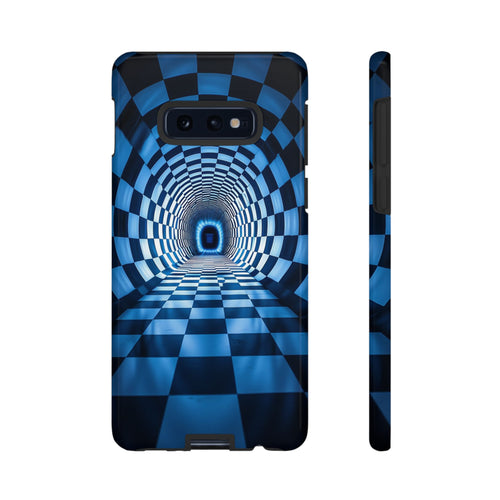 Blue Checkered Tunnel Samsung Galaxy Case — 3D Optical Illusion Tough Case
