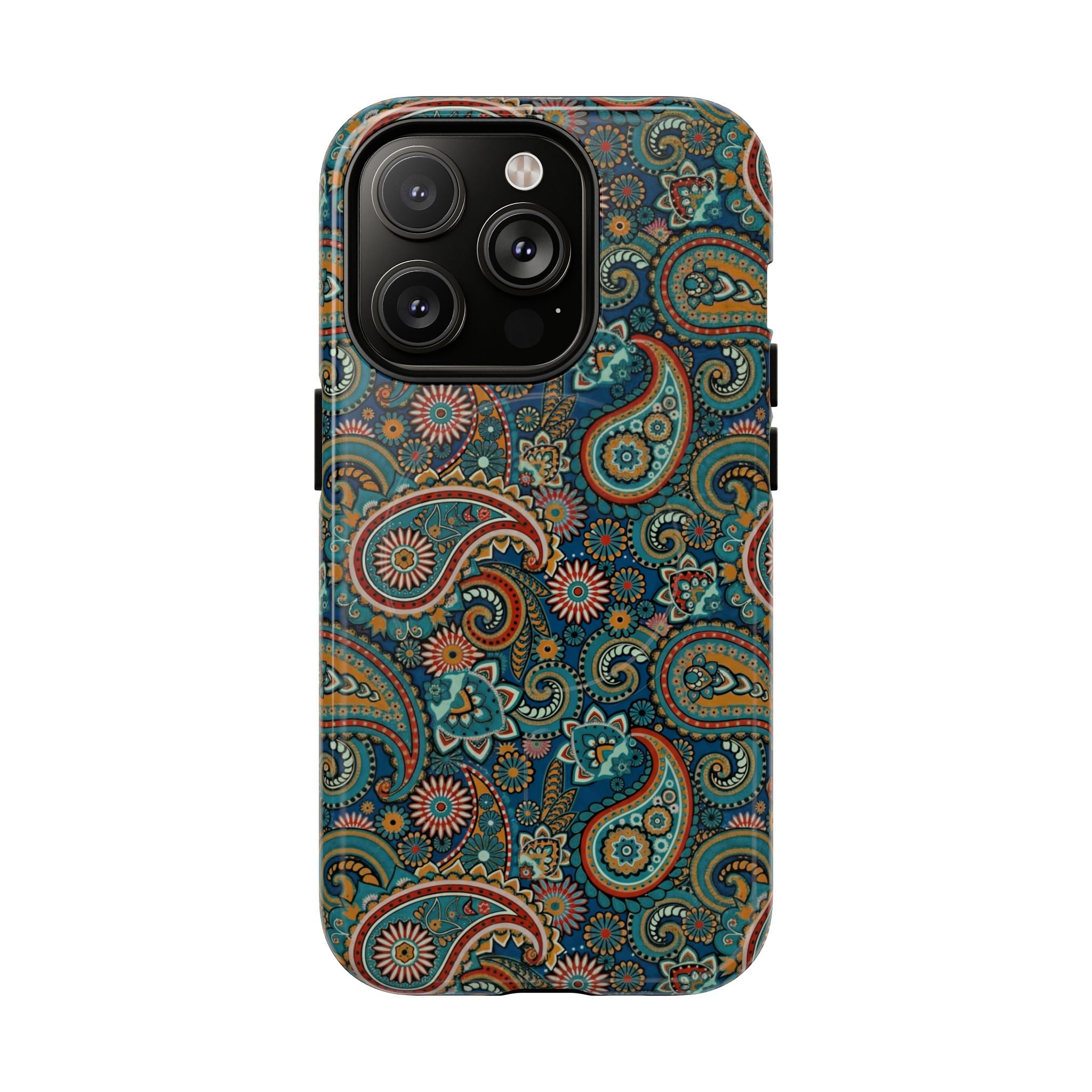Batik Teal Paisley Tough MagSage iPhone Case