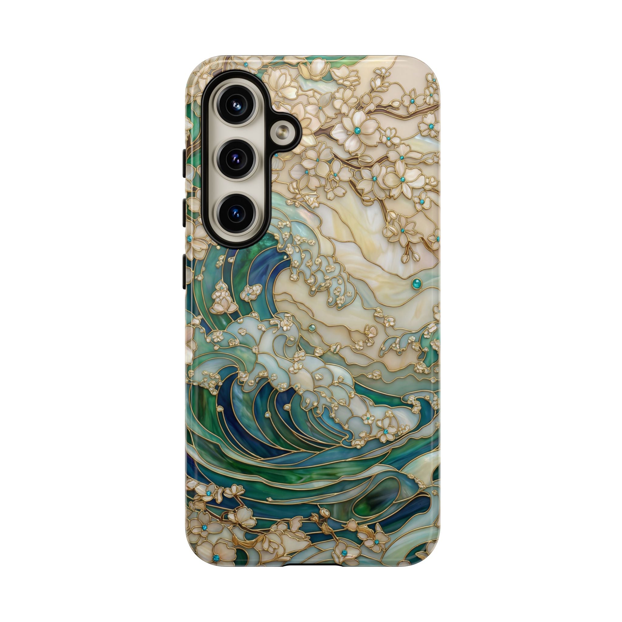 Elegant Ocean Wave Floral Art Samsung Galaxy Case