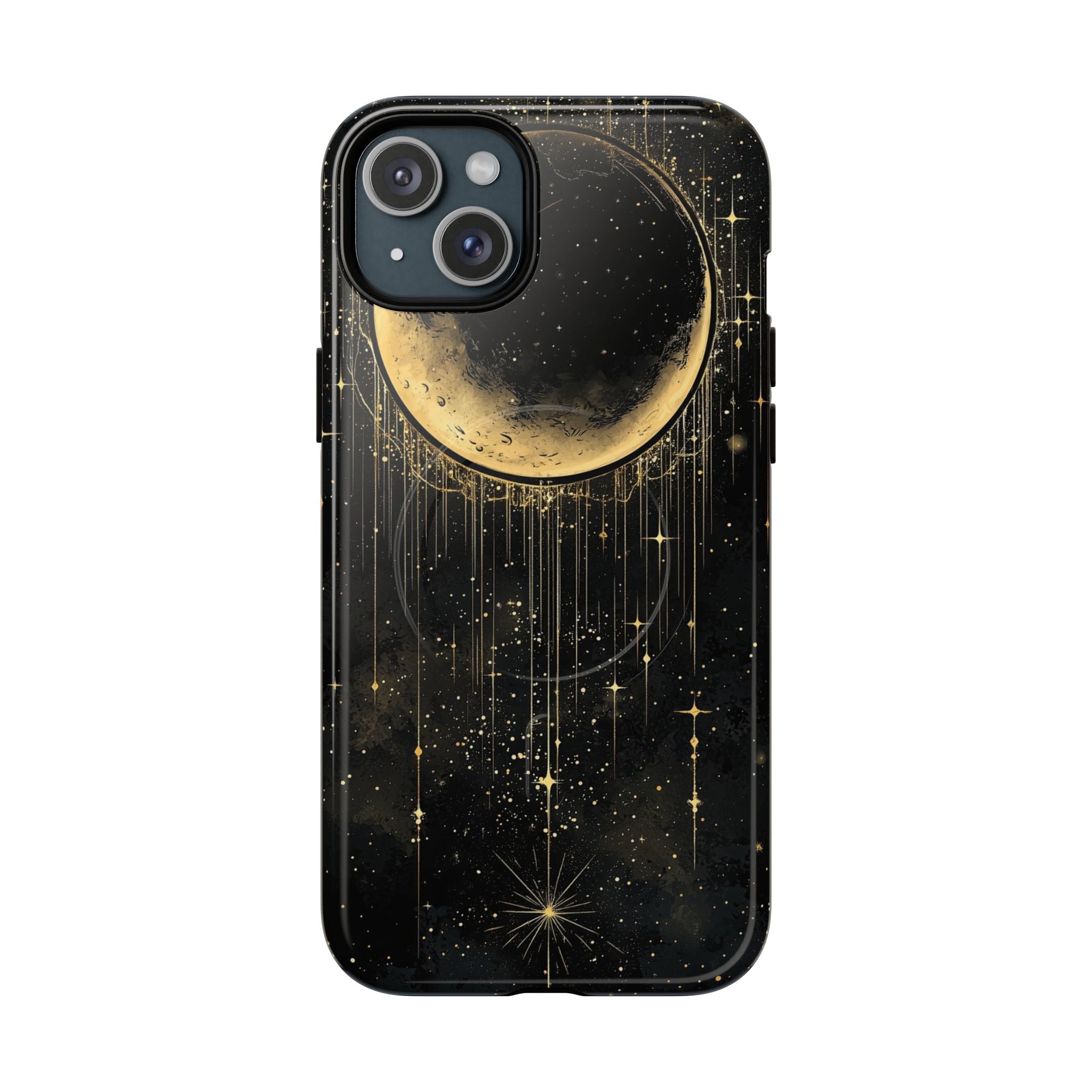 Custodia resistente MagSafe per iPhone Moonlit Crescent | Cielo notturno con stelle dorate