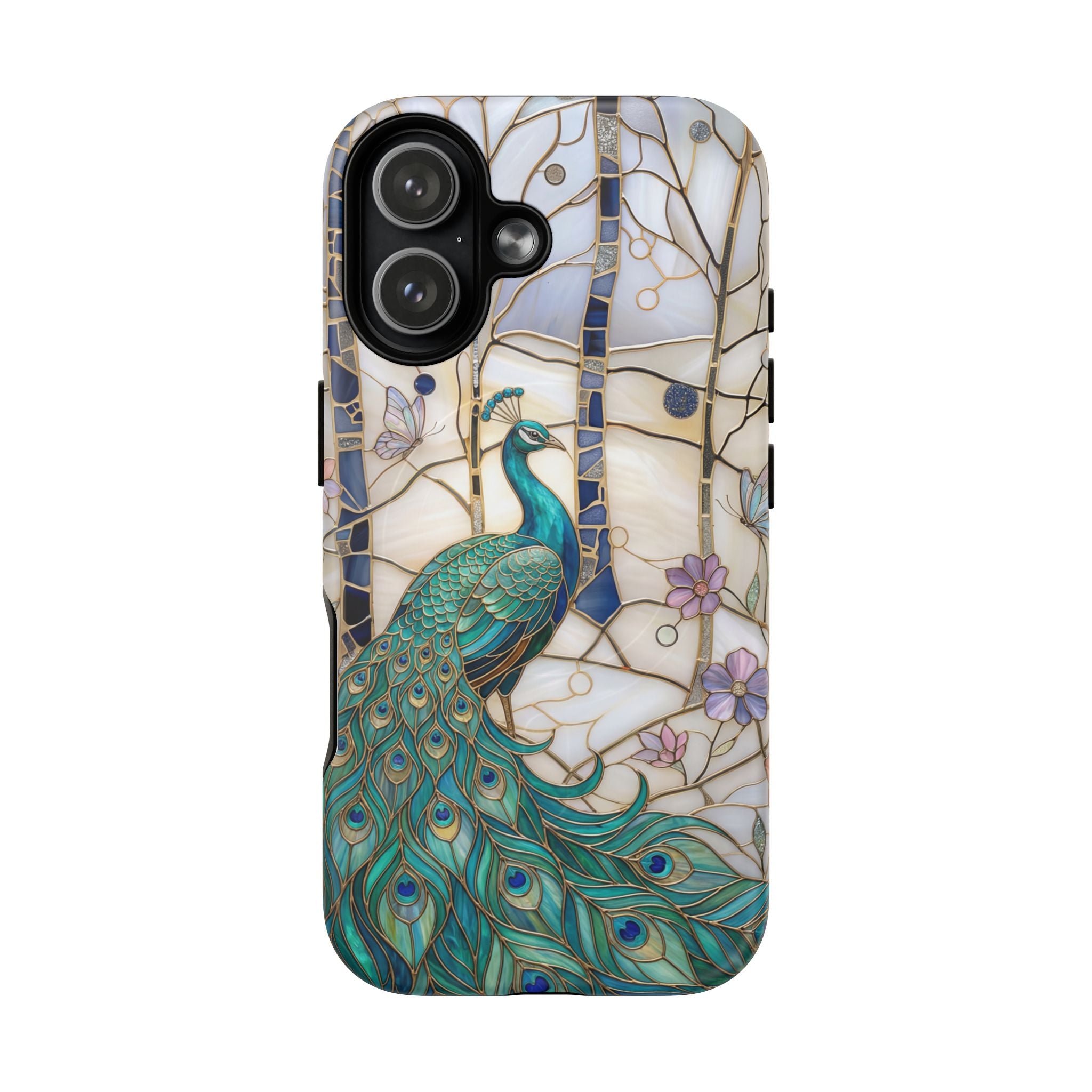 Peacock Stained Glass Tough MagSafe Phone Case