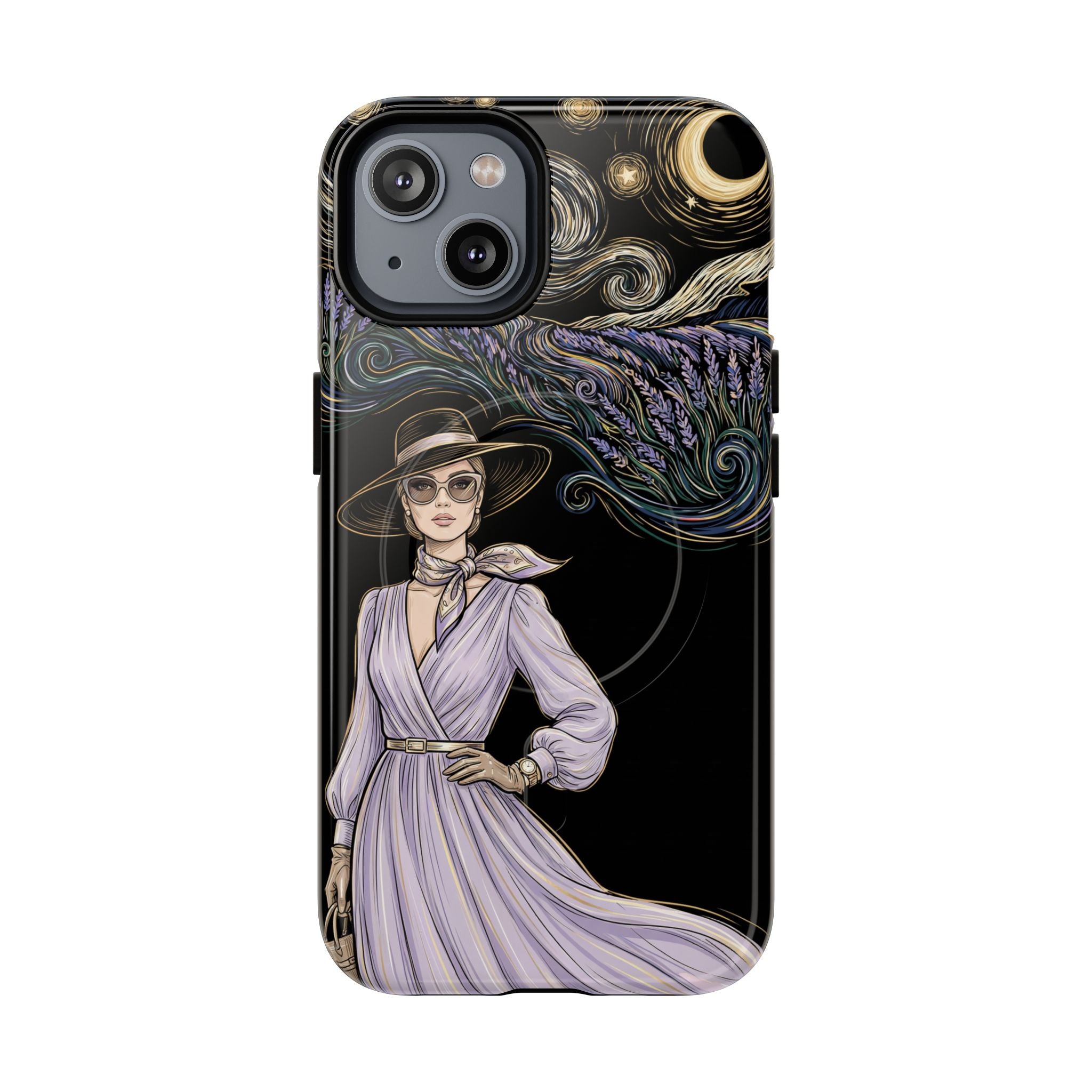 Starry Night Lavender Woman MagSafe iPhone Case | Artistic Protective Tough Case