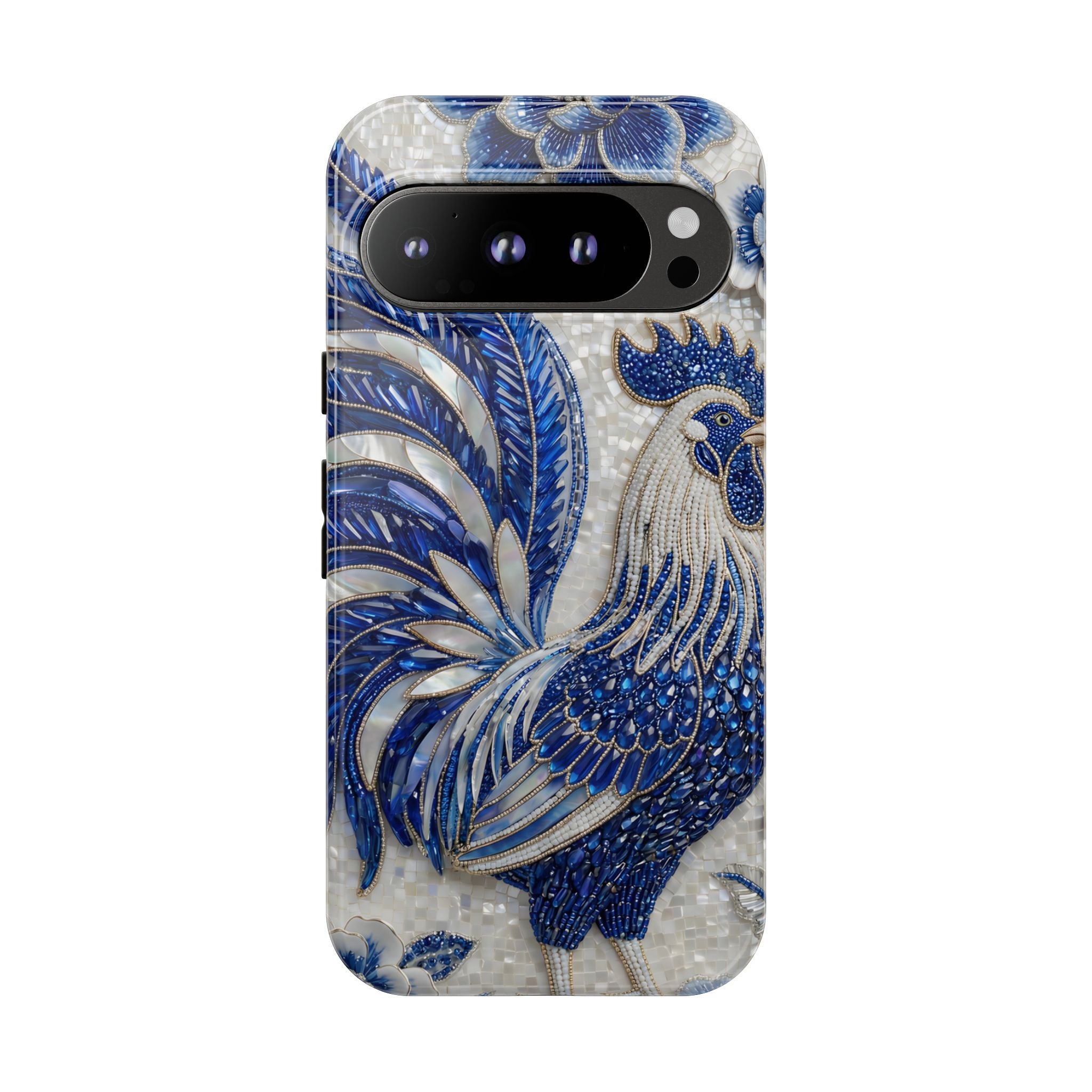 Asian Zodiac Rooster Google Pixel Phone Case | Blue & White Porcelain Slim Shockproof Case | Year of the Rooster Gift