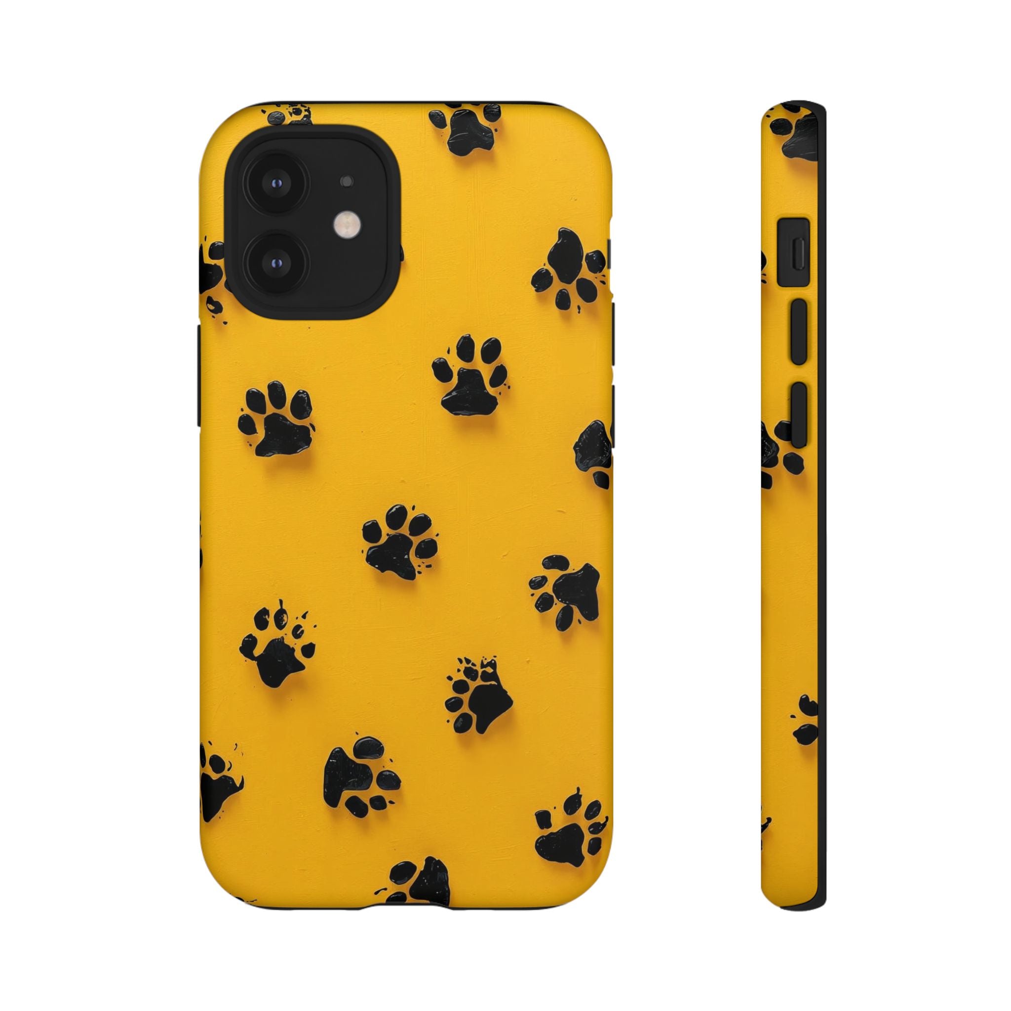 Yellow Paw Print Tough iPhone Case — Protective Dog & Cat Lover Cover
