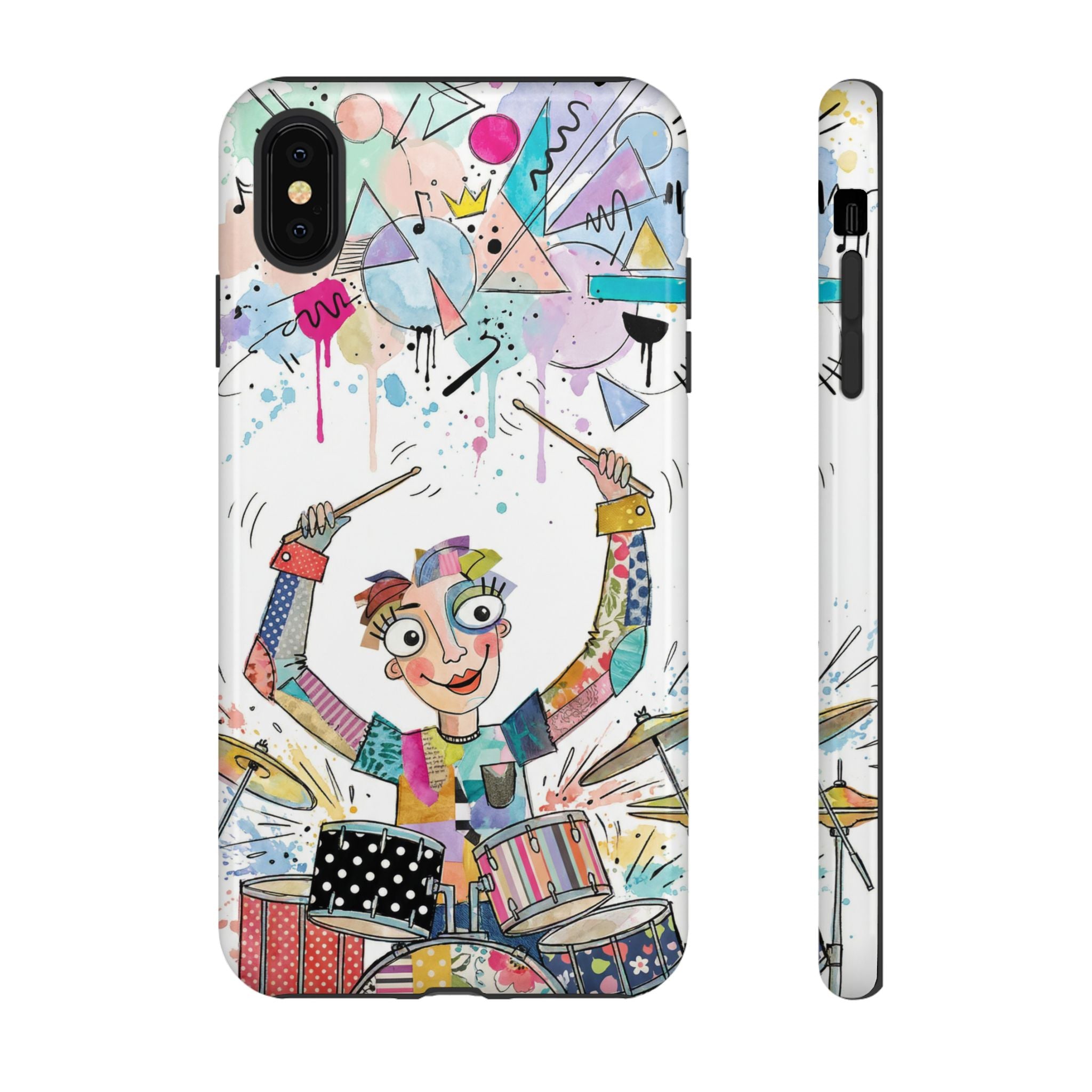 Drummer Boy iPhone Case | Colorful Cartoon Drum Kit Protective Cover