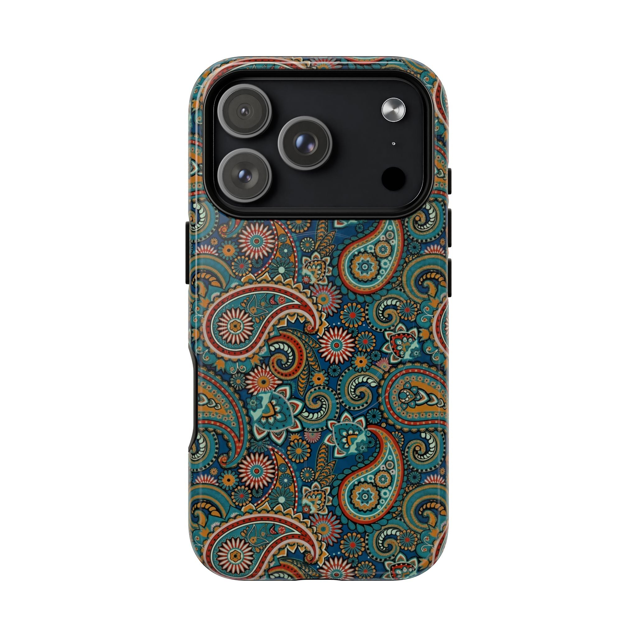 Batik Teal Paisley Tough MagSage iPhone Case
