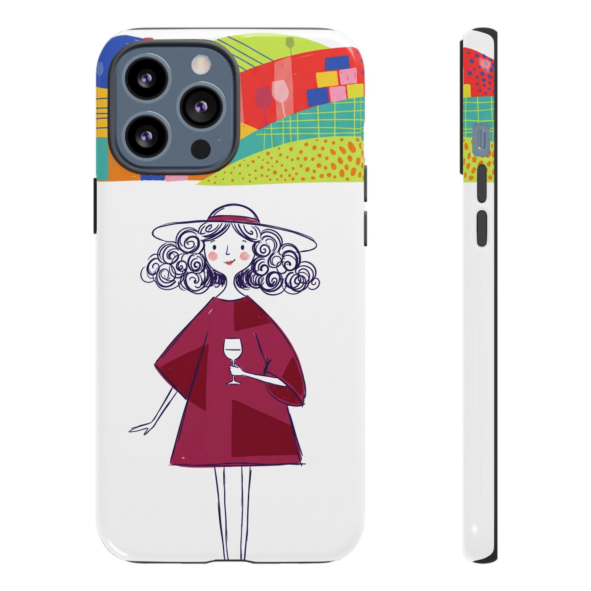 Colourful Artistic Wine Lady iPhone Case