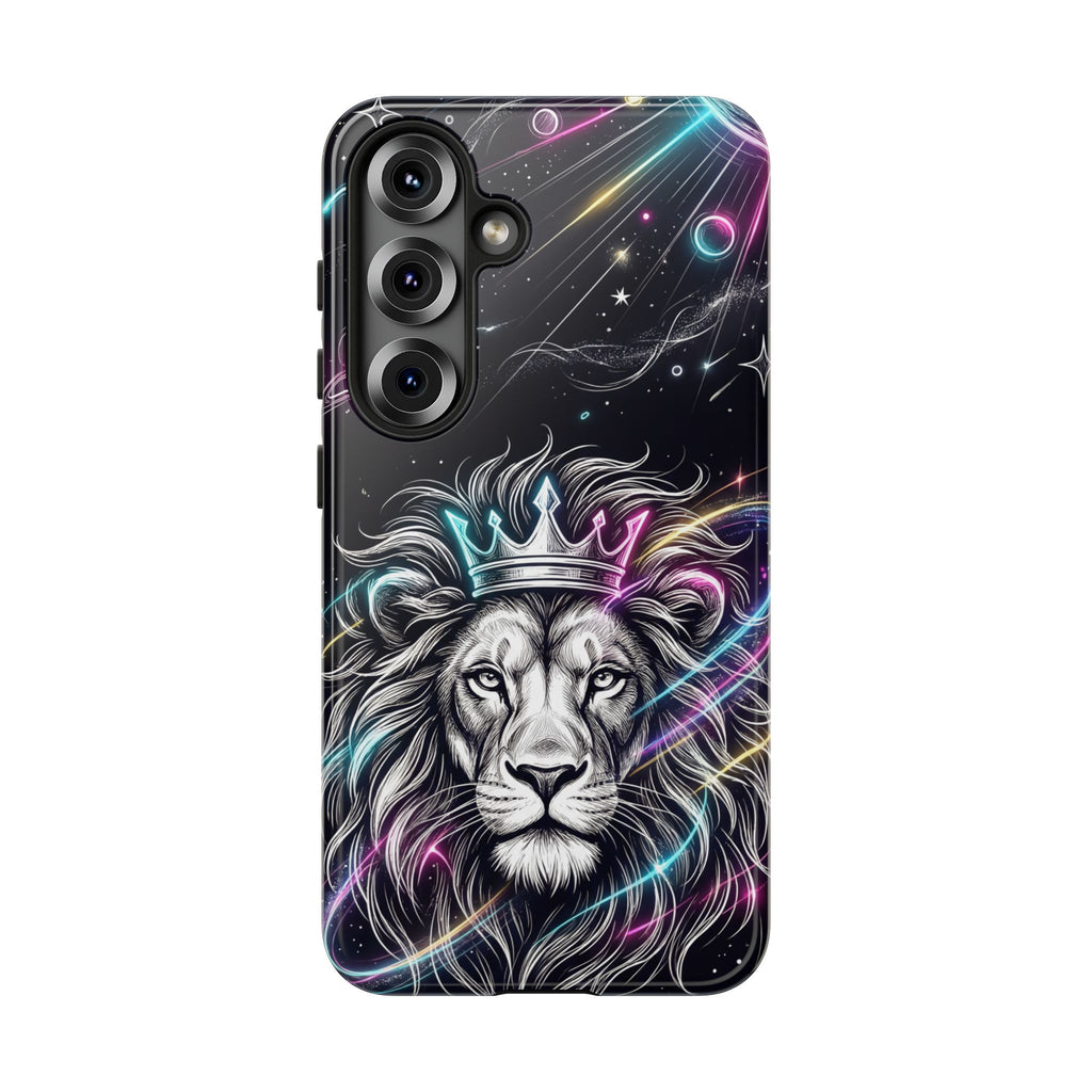 Galaxy Lion Samsung Galaxy Phone Case | Neon Crowned Lion Protective Case