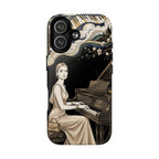 Elegant Piano Woman MagSafe iPhone Case | Vintage Art Deco Music Design