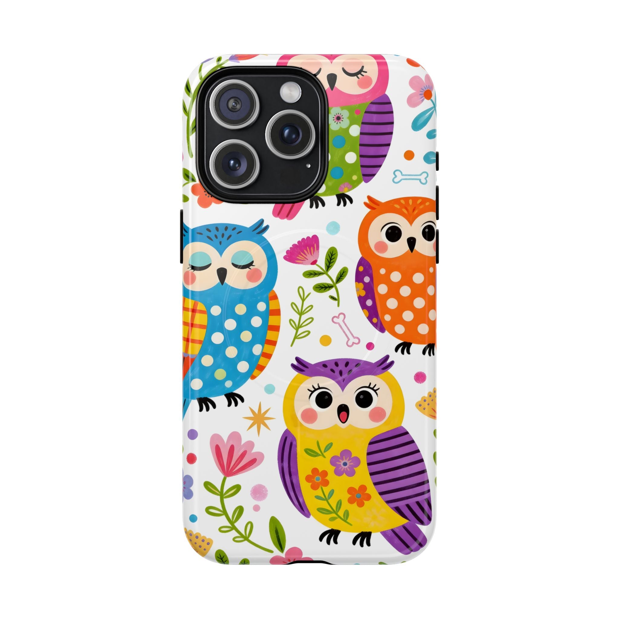Cute Colorful Owls MagSafe iPhone Case | Cute Owl Pattern Tough Case