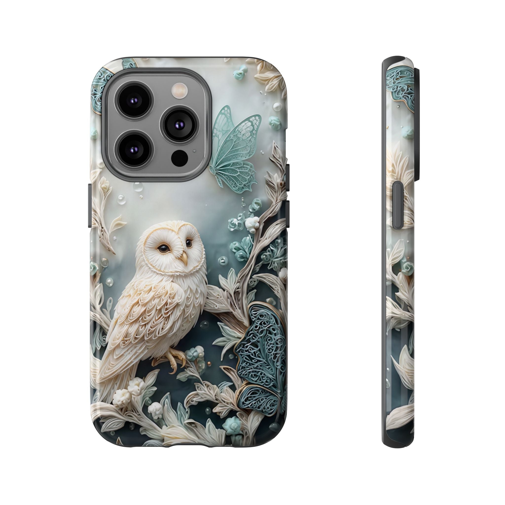 Barn Owl & Butterflies Tough iPhone Case