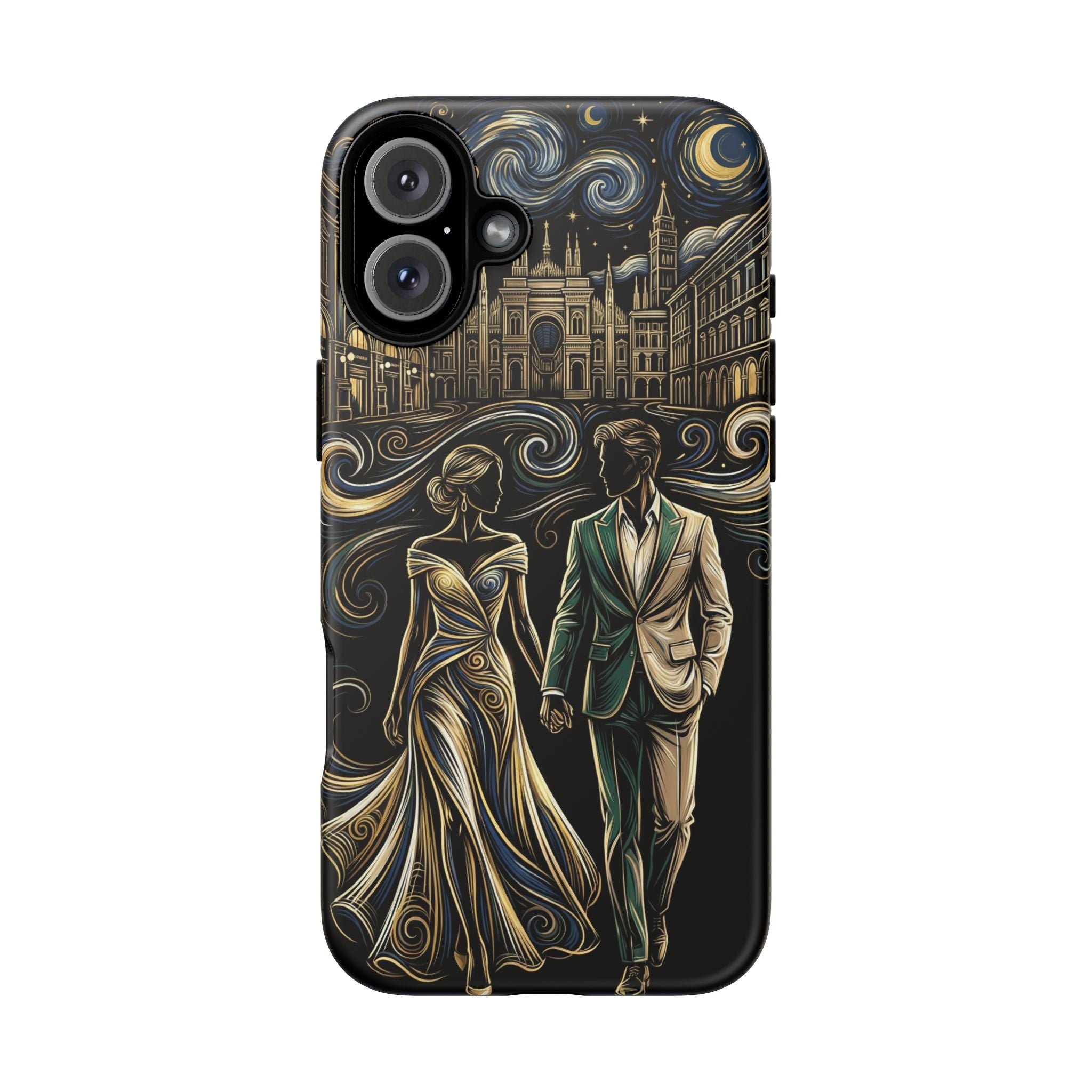 Romantic Night Walk iPhone Case | Elegant Couple Art