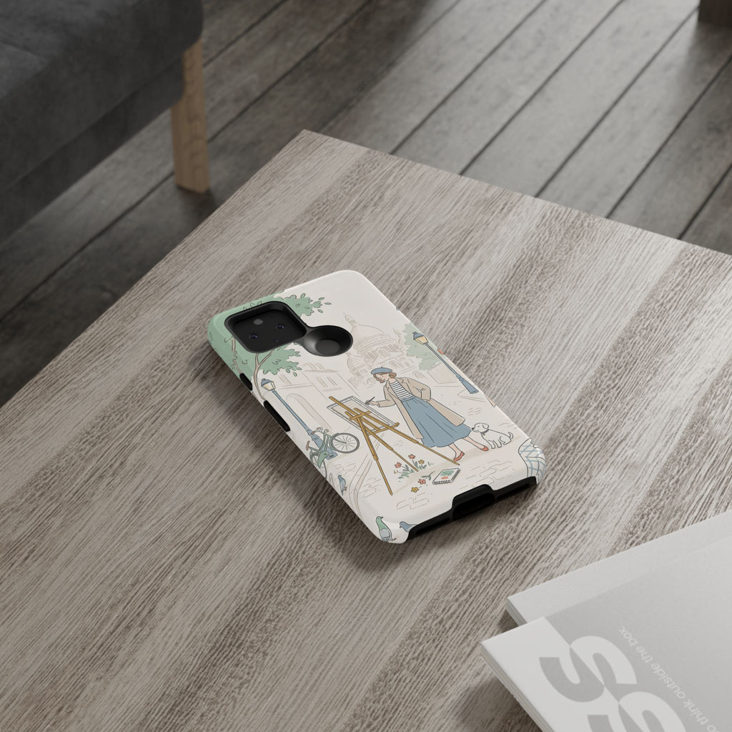 Artist in Paris Google Pixel Phone Case | Vintage Painter Street Scene Protective Cover