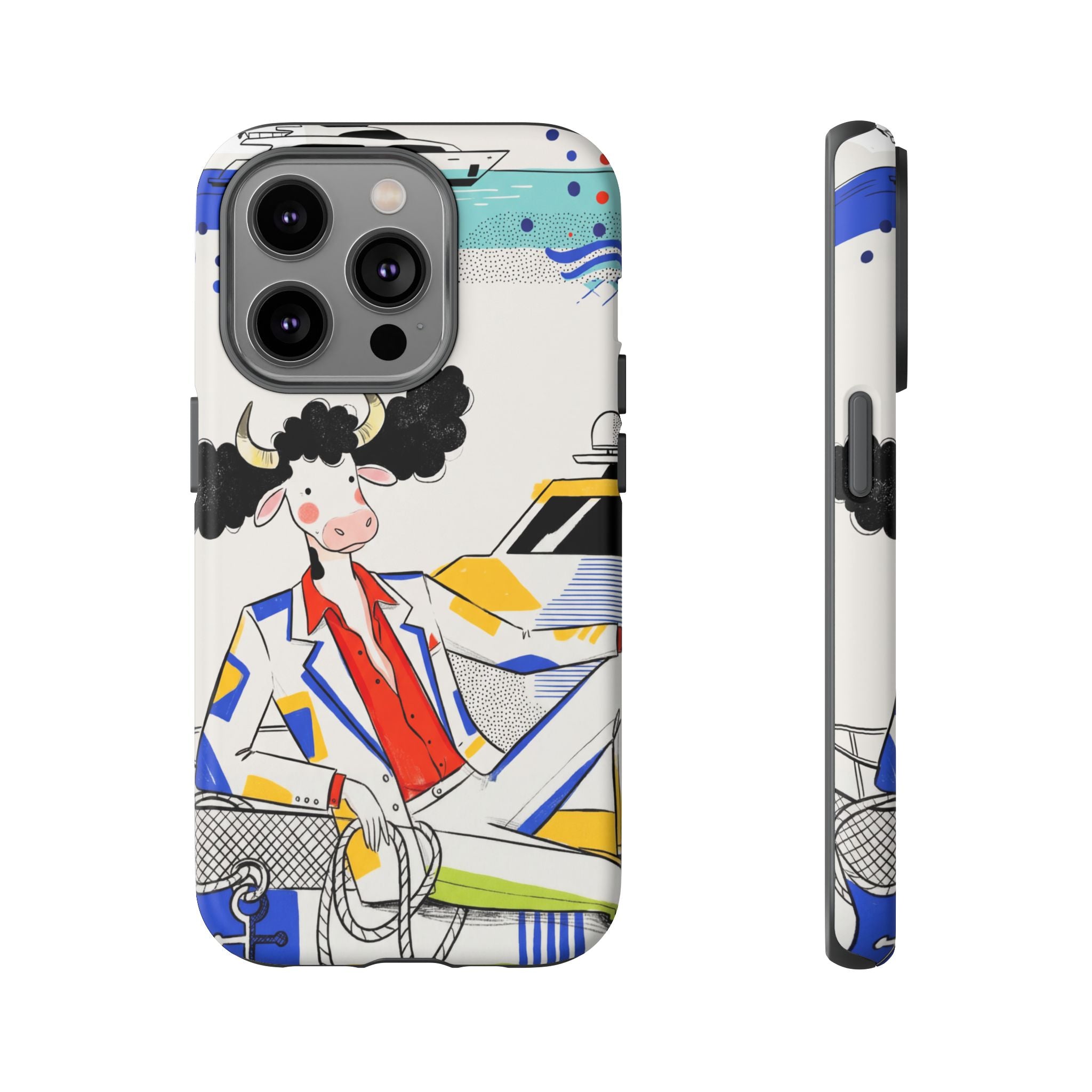 Nautical Cow Graphic Protective iPhone Case