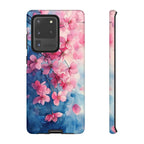 Floral Cherry Blossom Samsung Galaxy Case | Pink Blue Watercolour