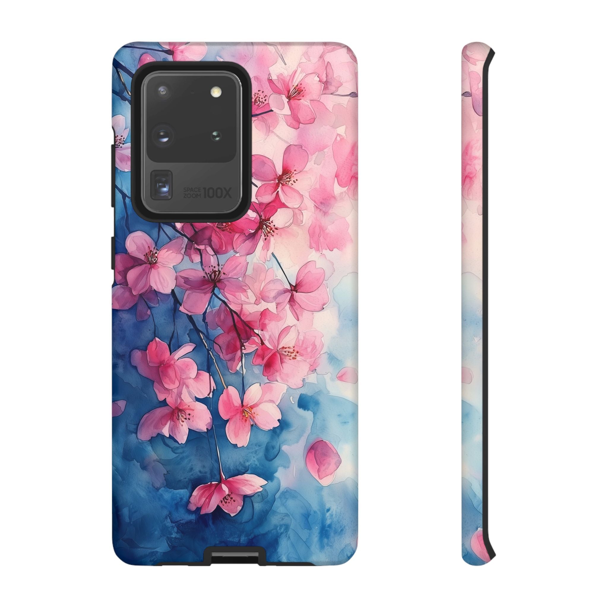 Floral Cherry Blossom Samsung Galaxy Case | Pink Blue Watercolour