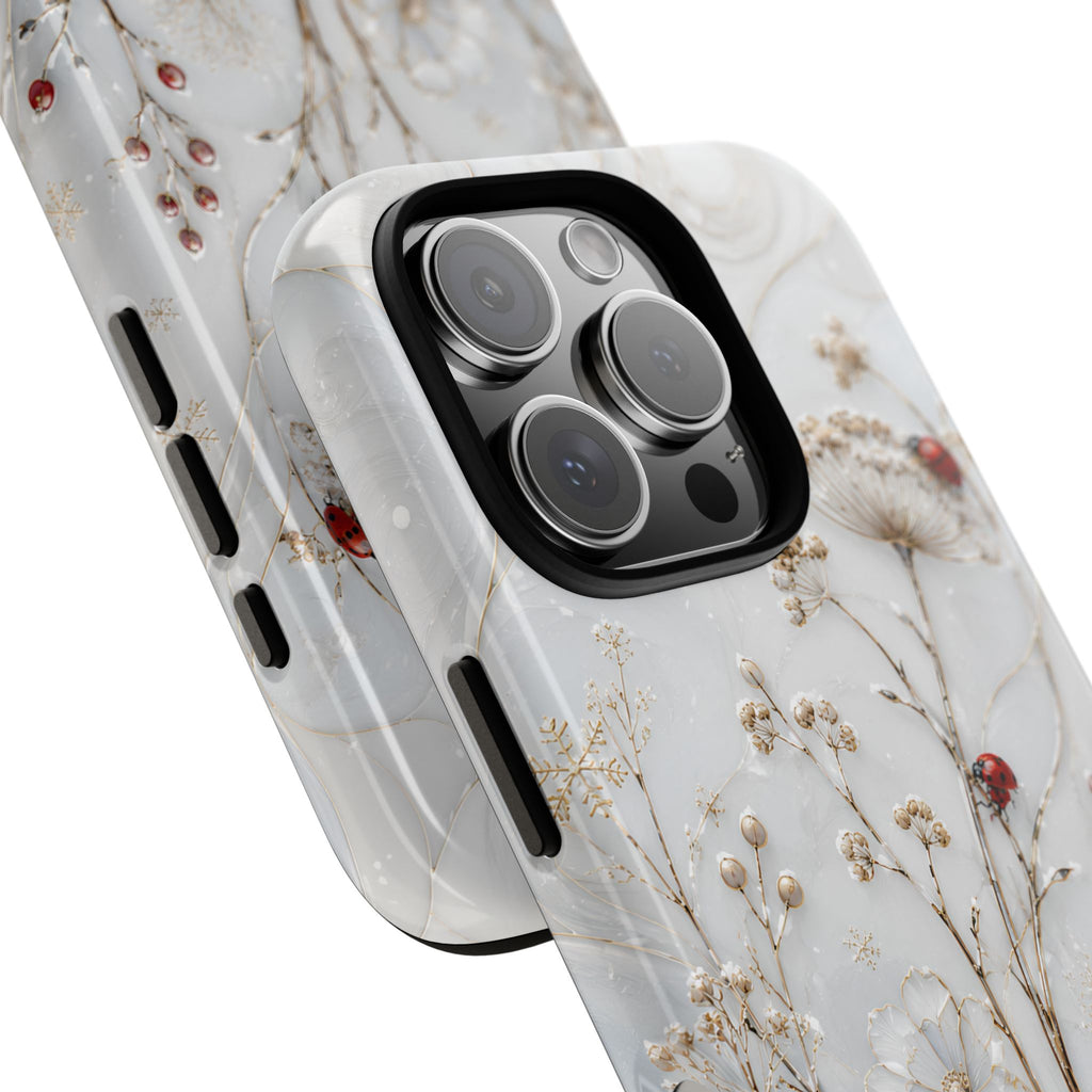 Ladybug Floral iPhone Case | White Flower iPhone Case