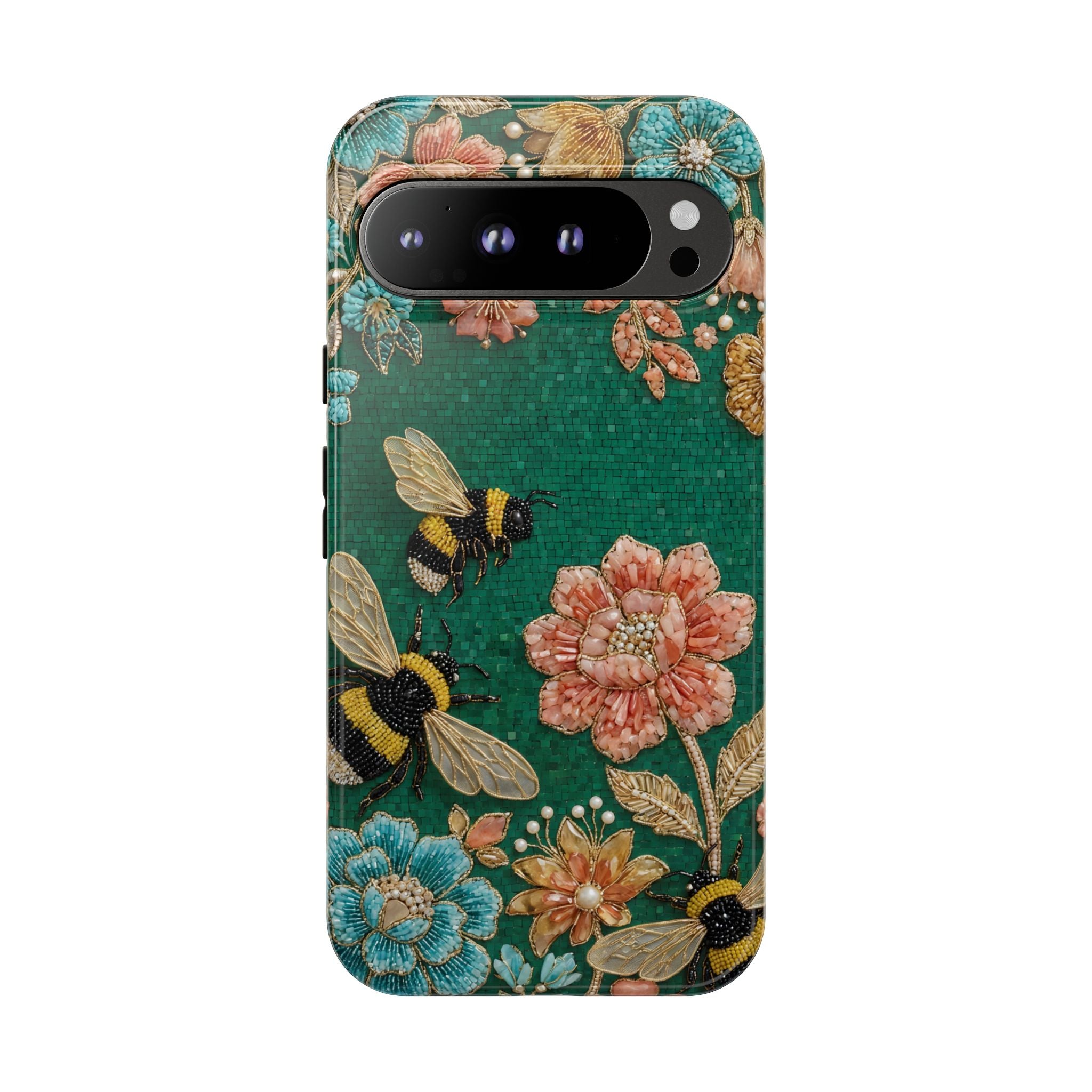 Floral Bumblebee Tough Google Pixel Phone Case | Protective Botanical Phone Cover