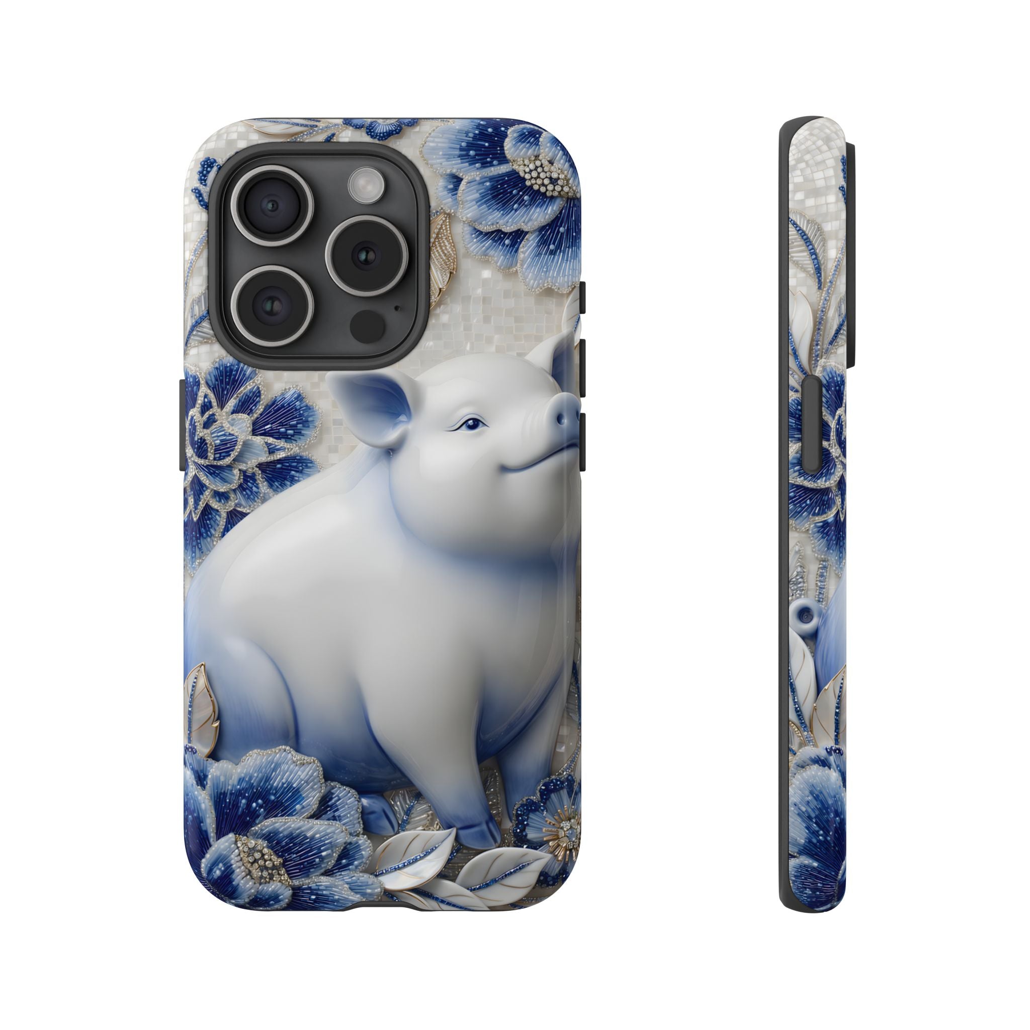 Asian Zodiac Pig iPhone Case | Blue & White Porcelain Slim Protective Shockproof Case| Year of the Pig Gift