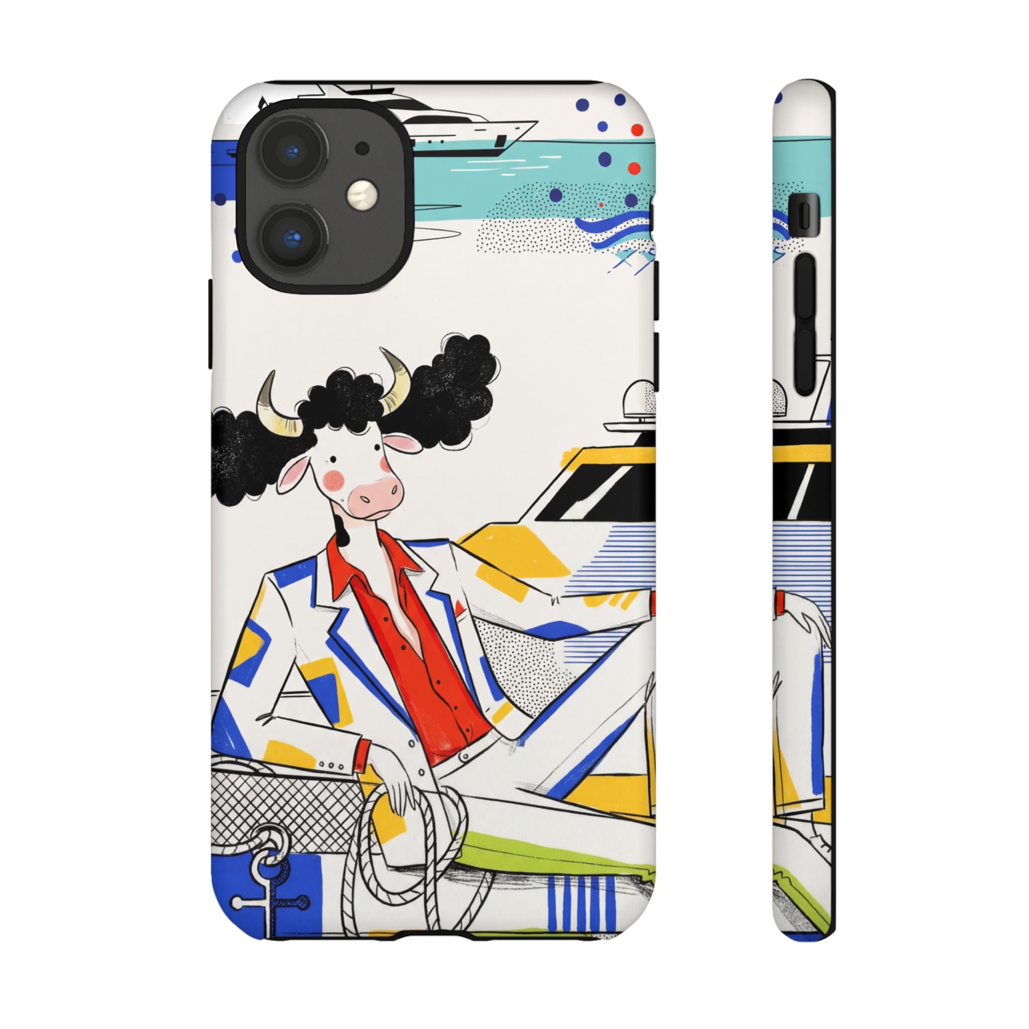 Nautical Cow Graphic Protective iPhone Case