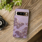 Purple Butterfly Tough Google Pixel Phone Case | Sparkling Floral Protective Cover