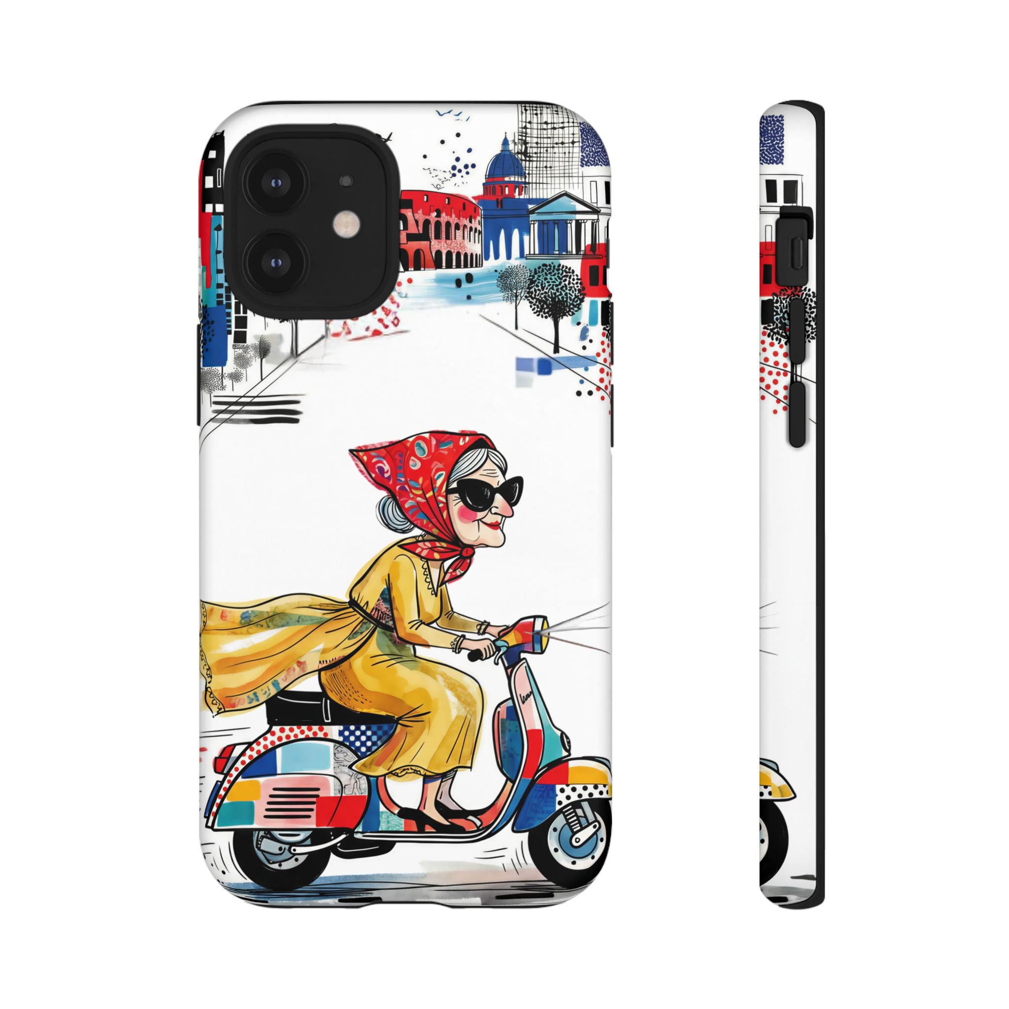 Vintage Vespa Granny iPhone Case | Retro Scooter Travel iPhone Cover